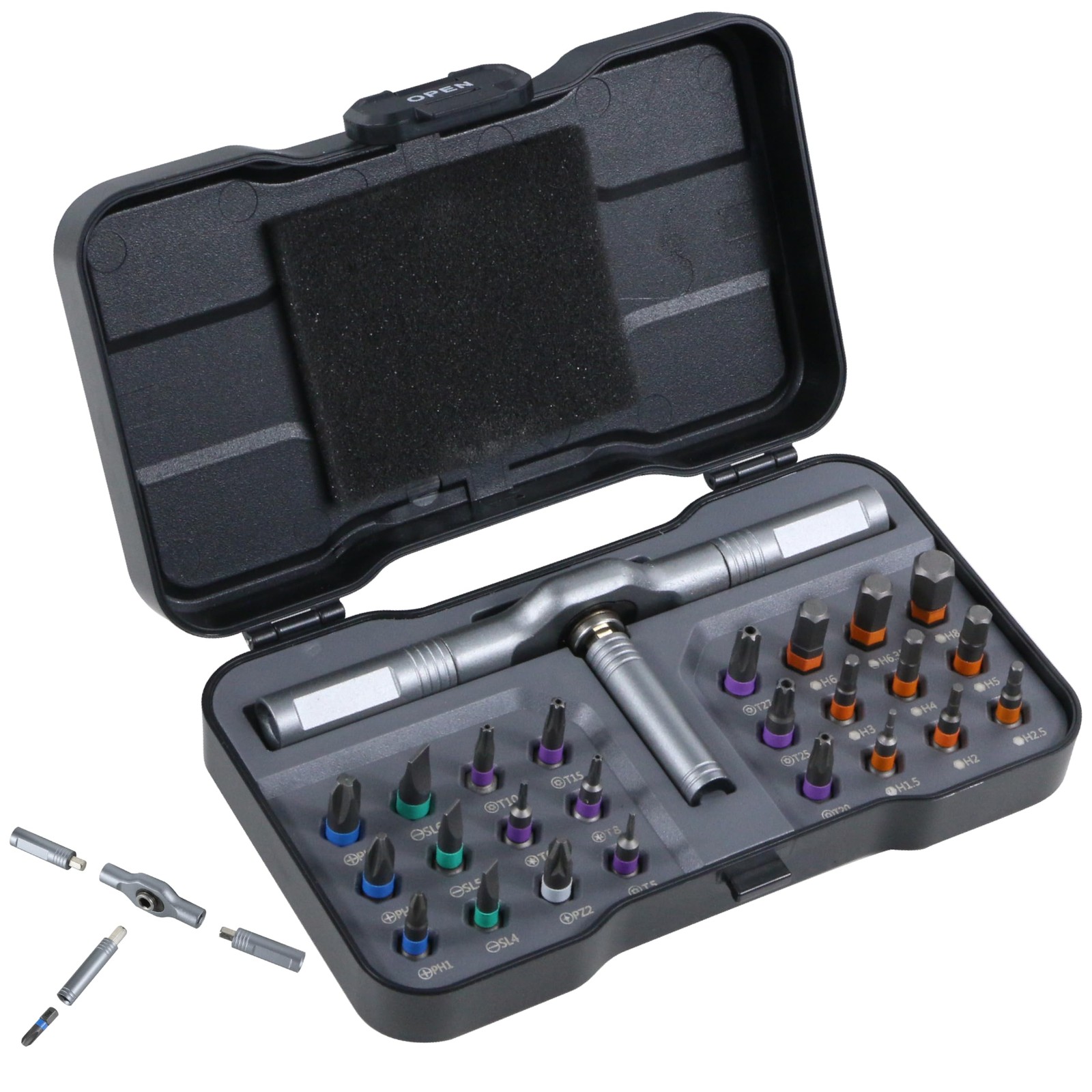 SUNHZMCKP 24 in 1 Magnetic Ratchet Screwdriver Set with Detachable T Handle