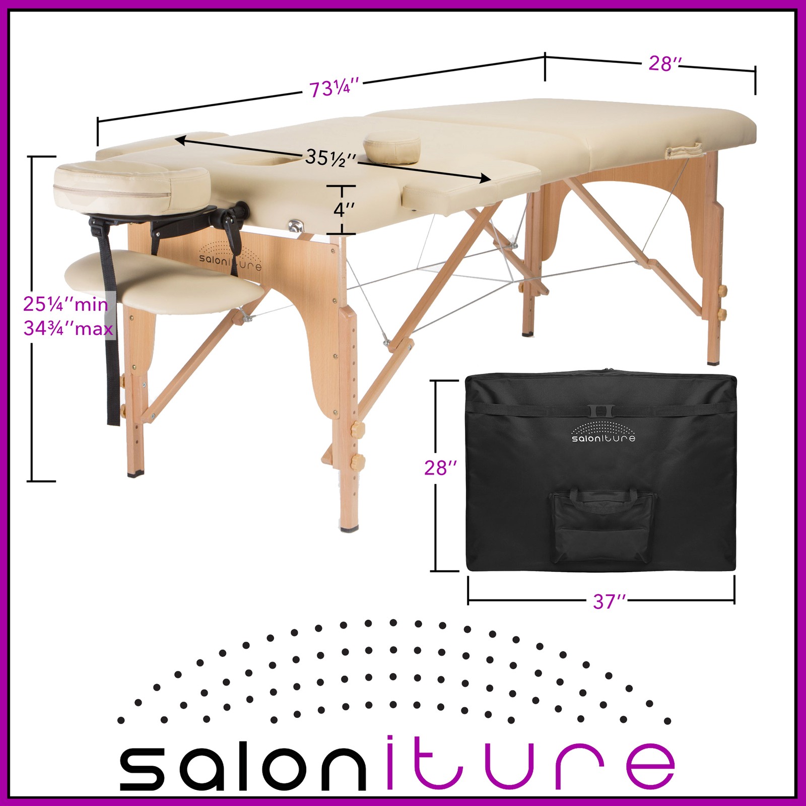 OPEN BOX - Cream Portable Massage Table with Carrying Case