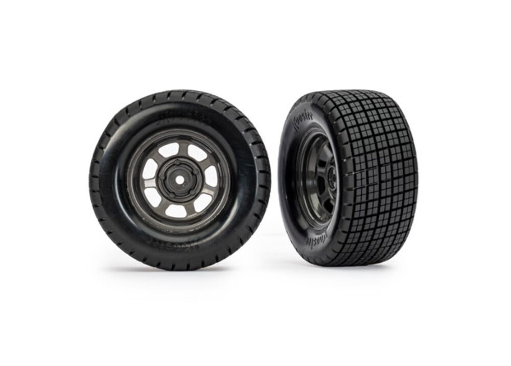 Traxxas Dirt Oval Gray Rear Wheels w/ Hoosier Tires (2) (10474X)