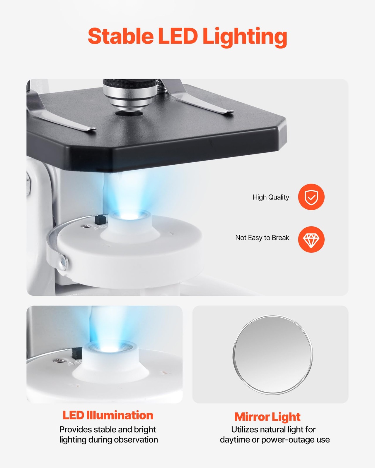 VEVOR Microscope for Kids Adults, 40X-2000X Professional Compound gray