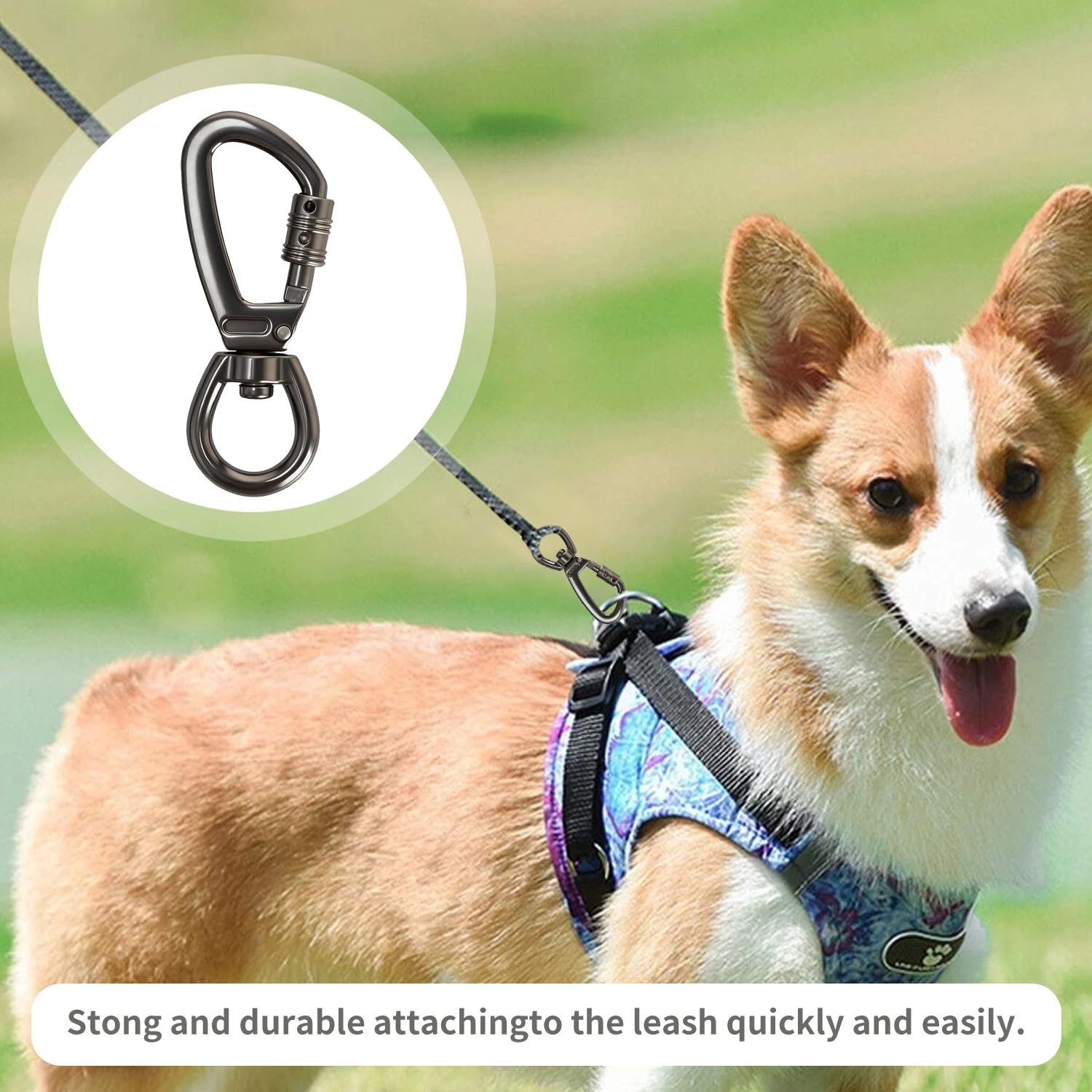 Locking Clip with Swivel, 2PCS Heavy Duty Secure Hook for Dog Leash, Harness,...