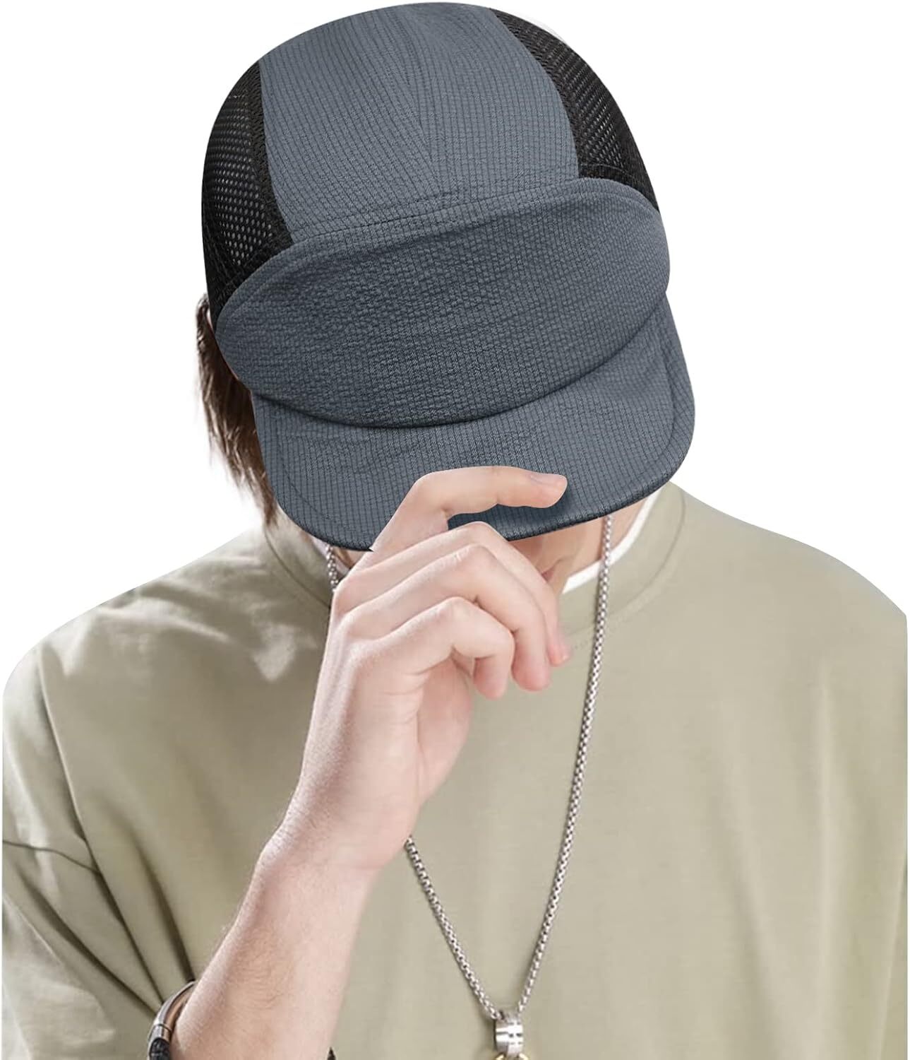 CLAPE Men Quick Dry Baseball Cap 5 Panel Hat Lightweight One Size, Dy13-grey