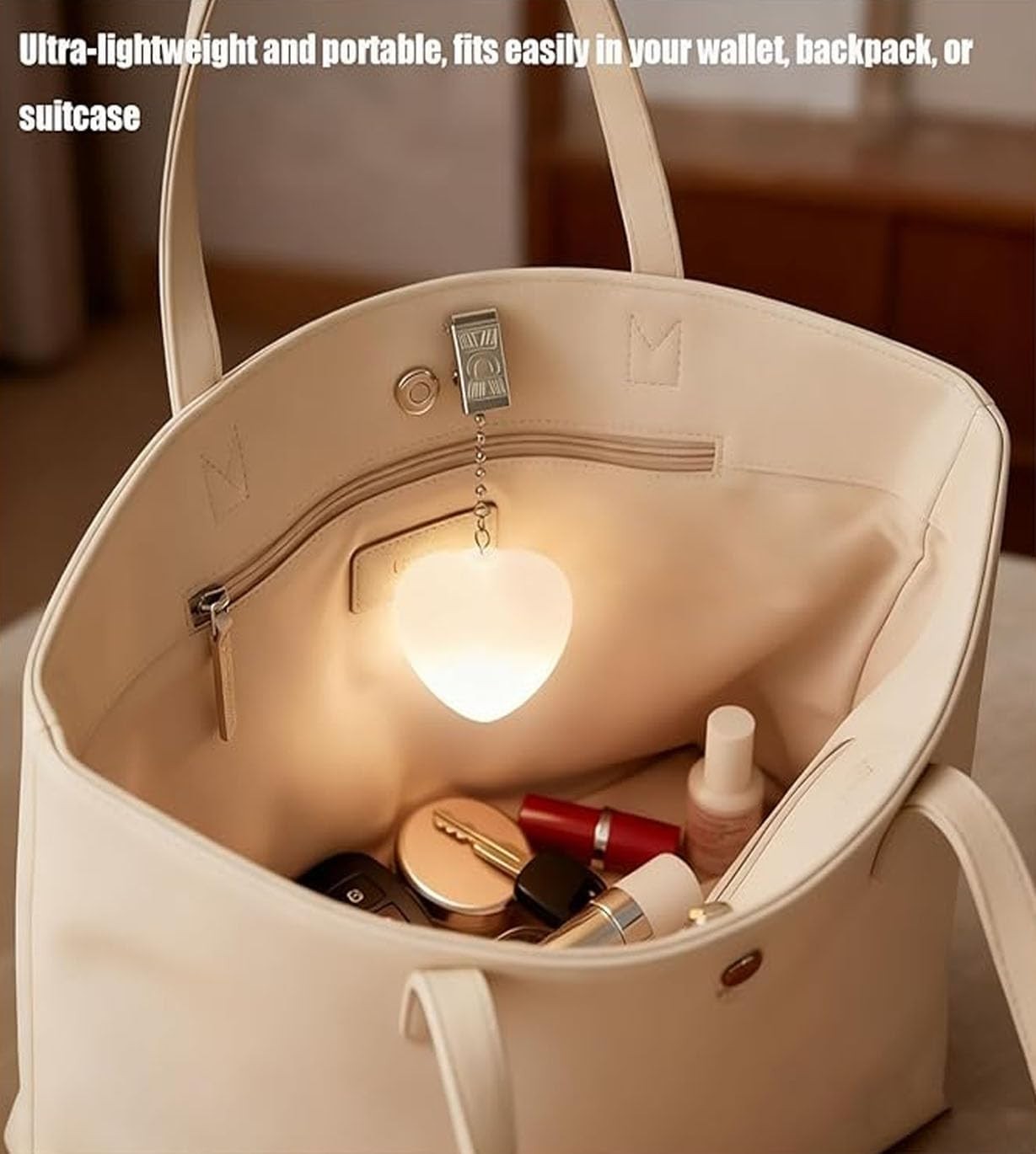 2 Pack Rechargeable Heart Purse Light Mini LED Handbag Lamp Gift