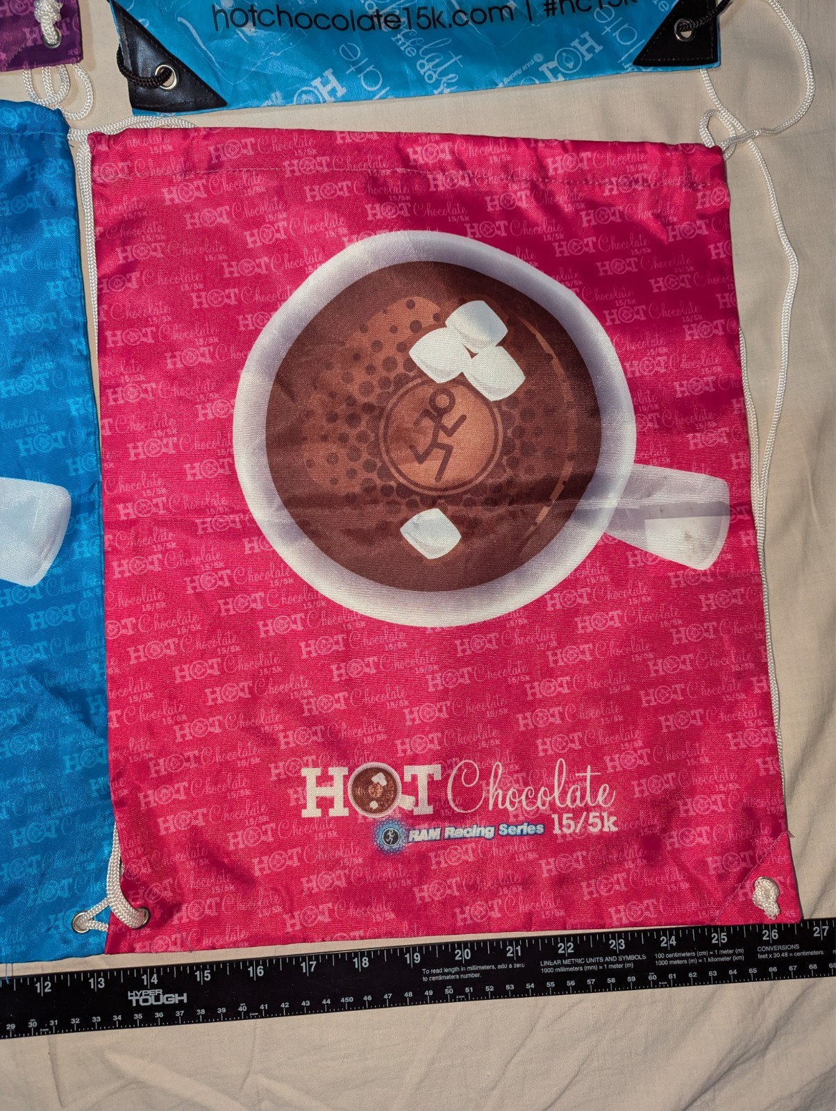 Hot Chocolate Run Ram Racing Draw String Backpack Swag Bag 15k/5k Running
