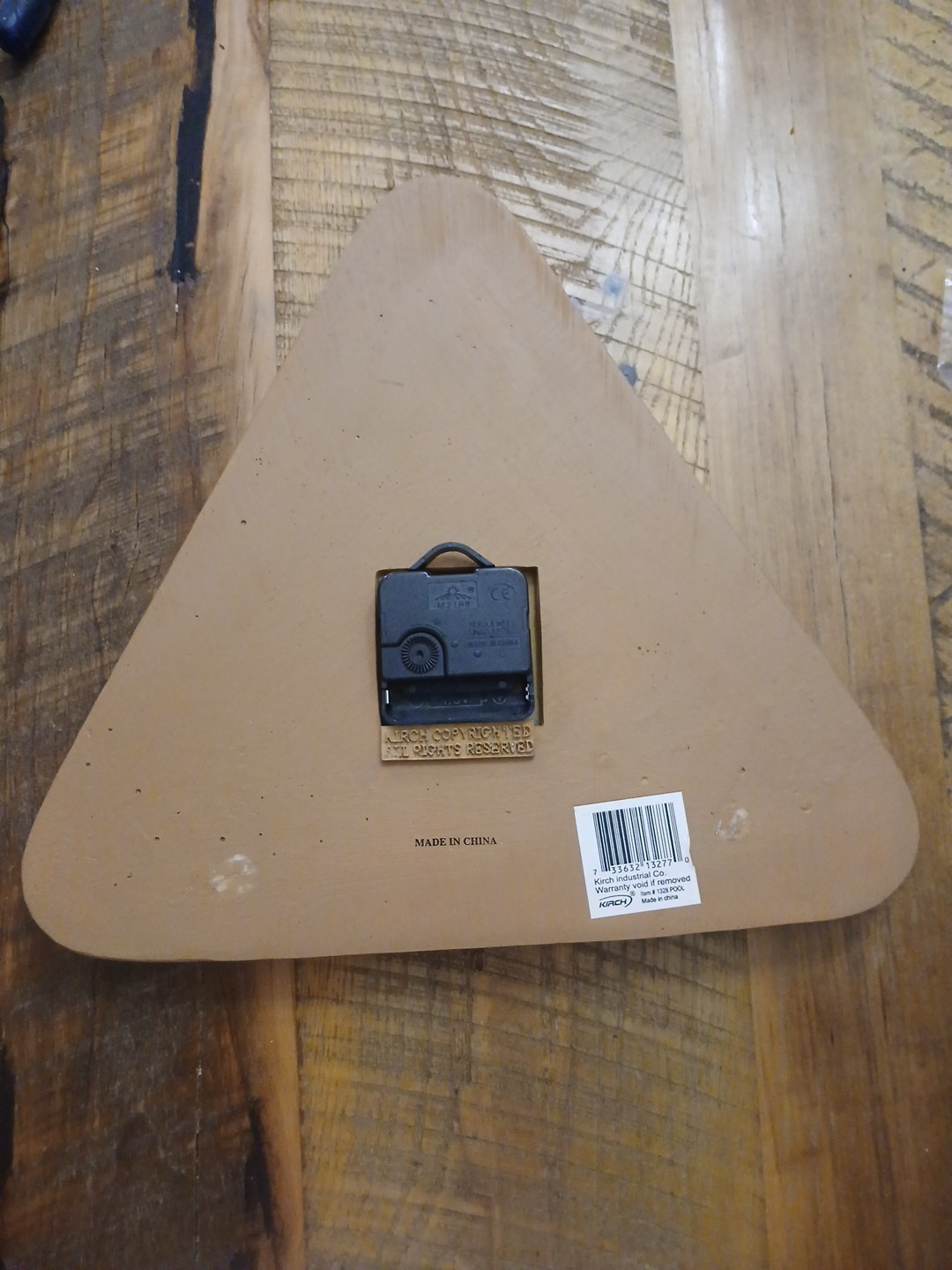 Vintage Kirch Billiards Pool Wall Clock Triangle Shape Rack Pool Balls