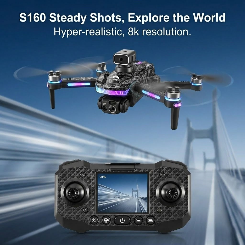 4K Dual Camera Folding Drone Brushless Motor One-Key Takeoff Landing W/ Battery