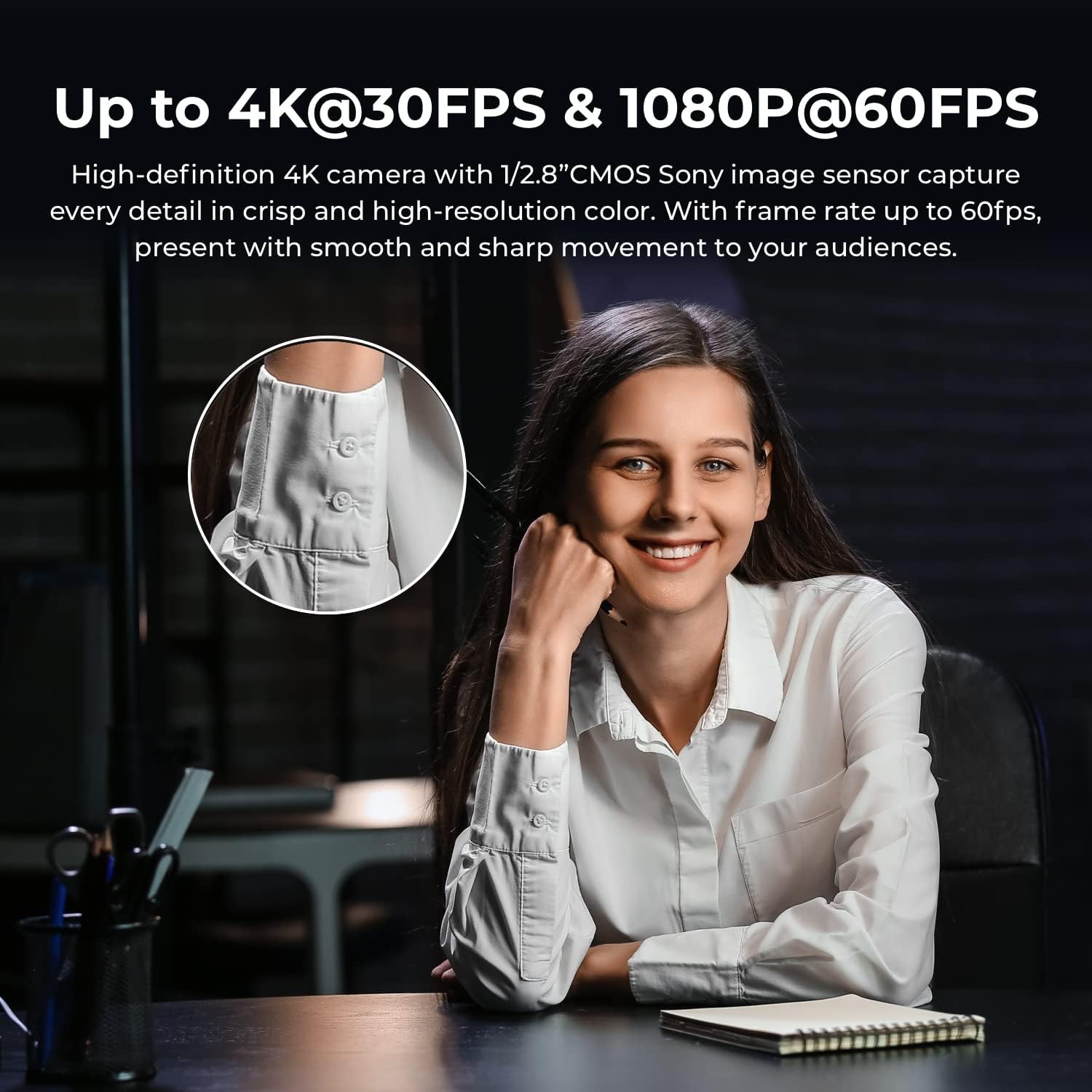 OBSBOT Meet AI-Powered 4K Webcam with Microphone AI Framing, Autofocus - Black