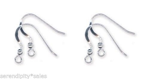 200 Solid Sterling SILVER 925 FRENCH HOOKS Bead Ball + Coil EarWires Earrings