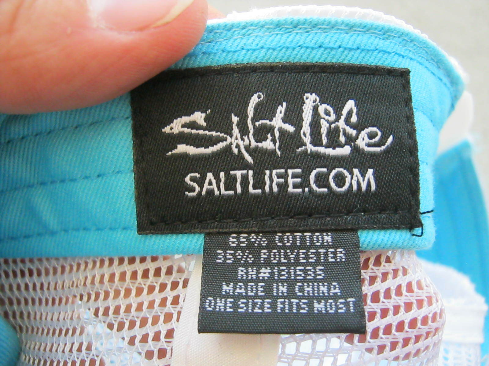SALT LIFE FISH SURF DIVE SNAPBACK OSFM MESH HAT CAP, LIGHT BLUE & WHITE, EXC.!