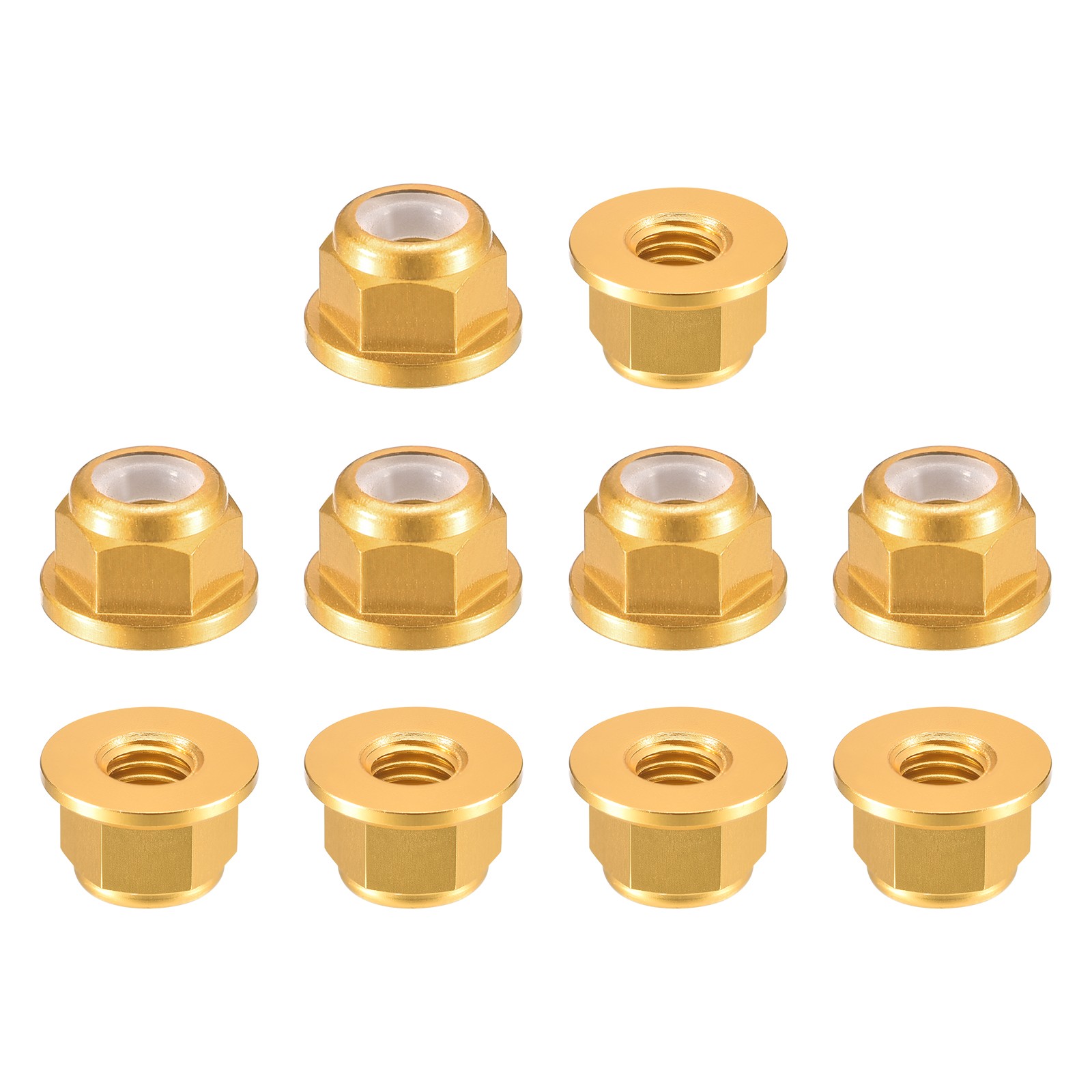 Nylon Insert Hex Lock Nuts, 10pcs - M2.5x0.45mm Self-Locking Nut(Gold)
