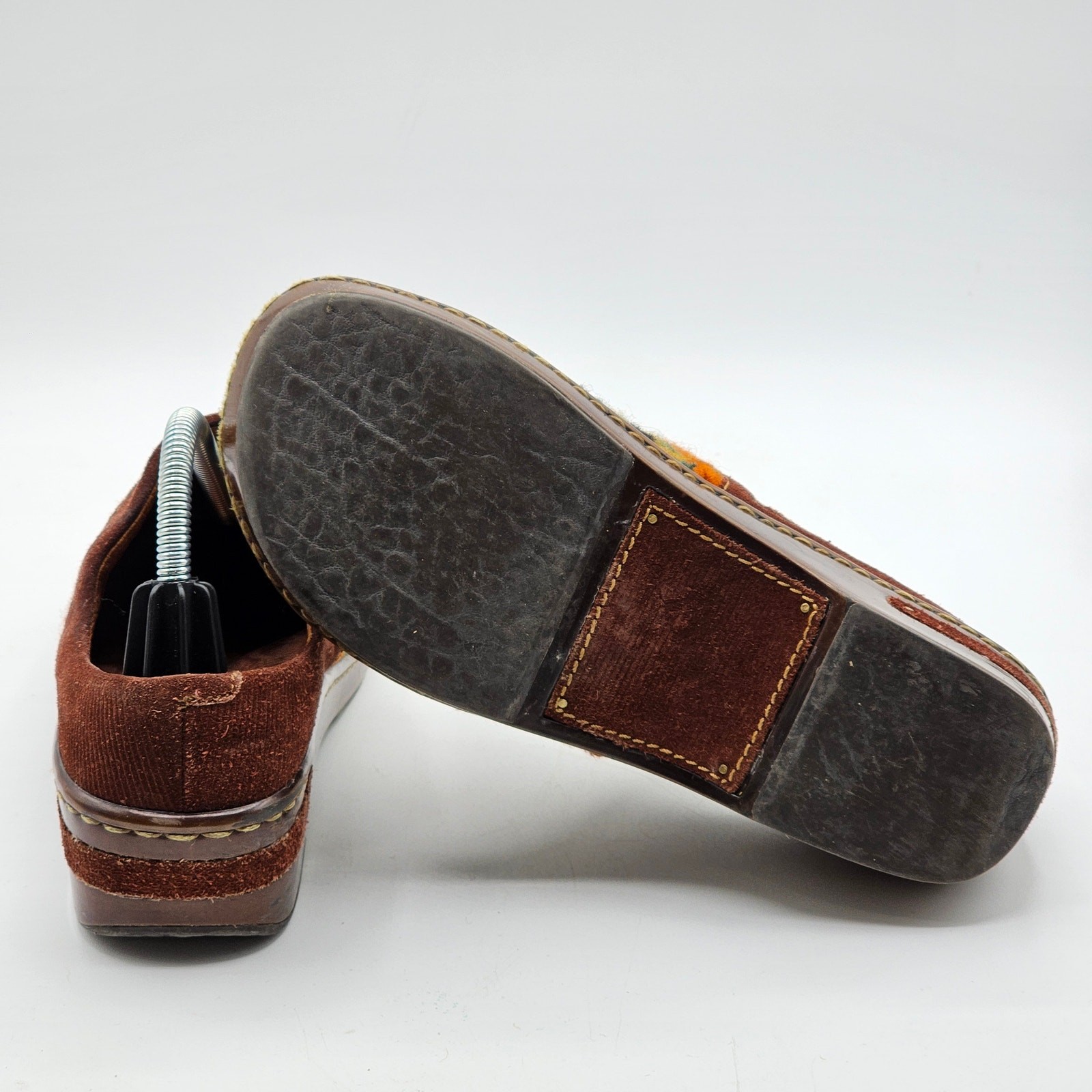 Born Kimmy Mule Clogs Womens 7 Multicolor Wool Leather Slip On Comfort Wedge