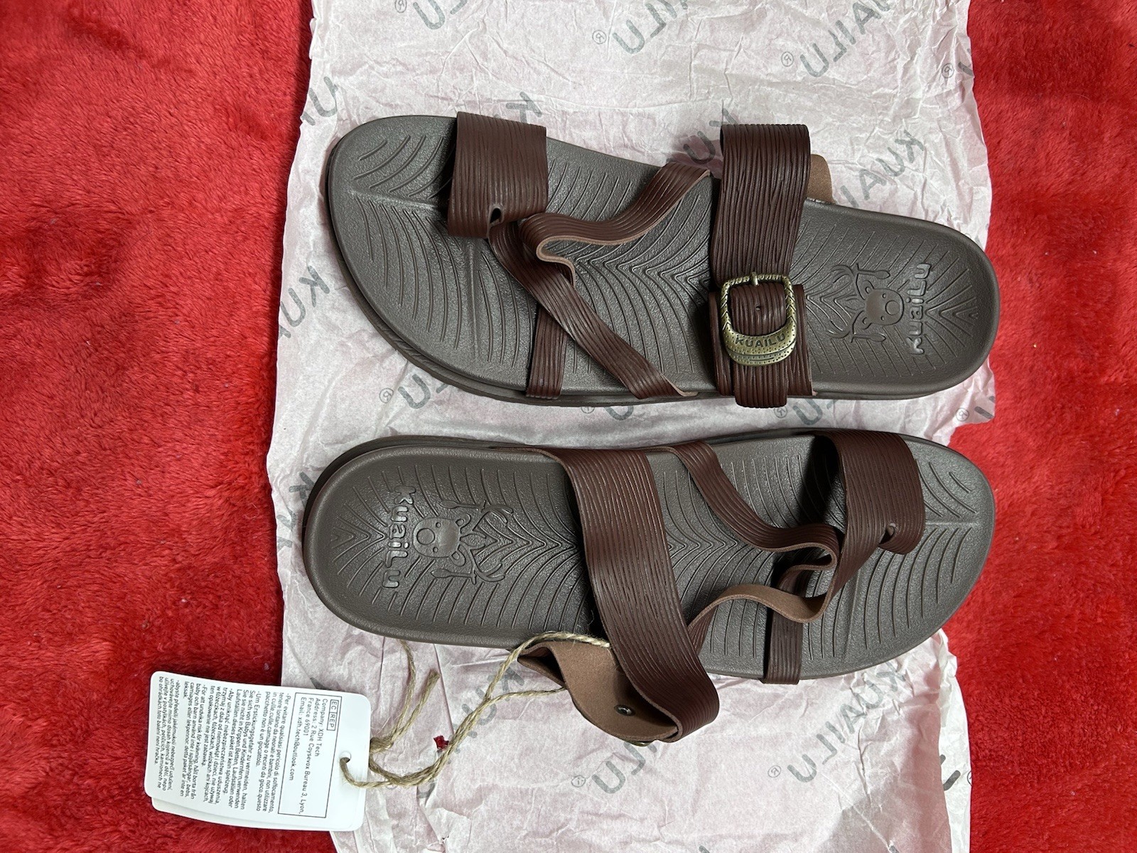 🩴 Kuailu Women’s Brown Slides – Size 8 (EU 38.5)