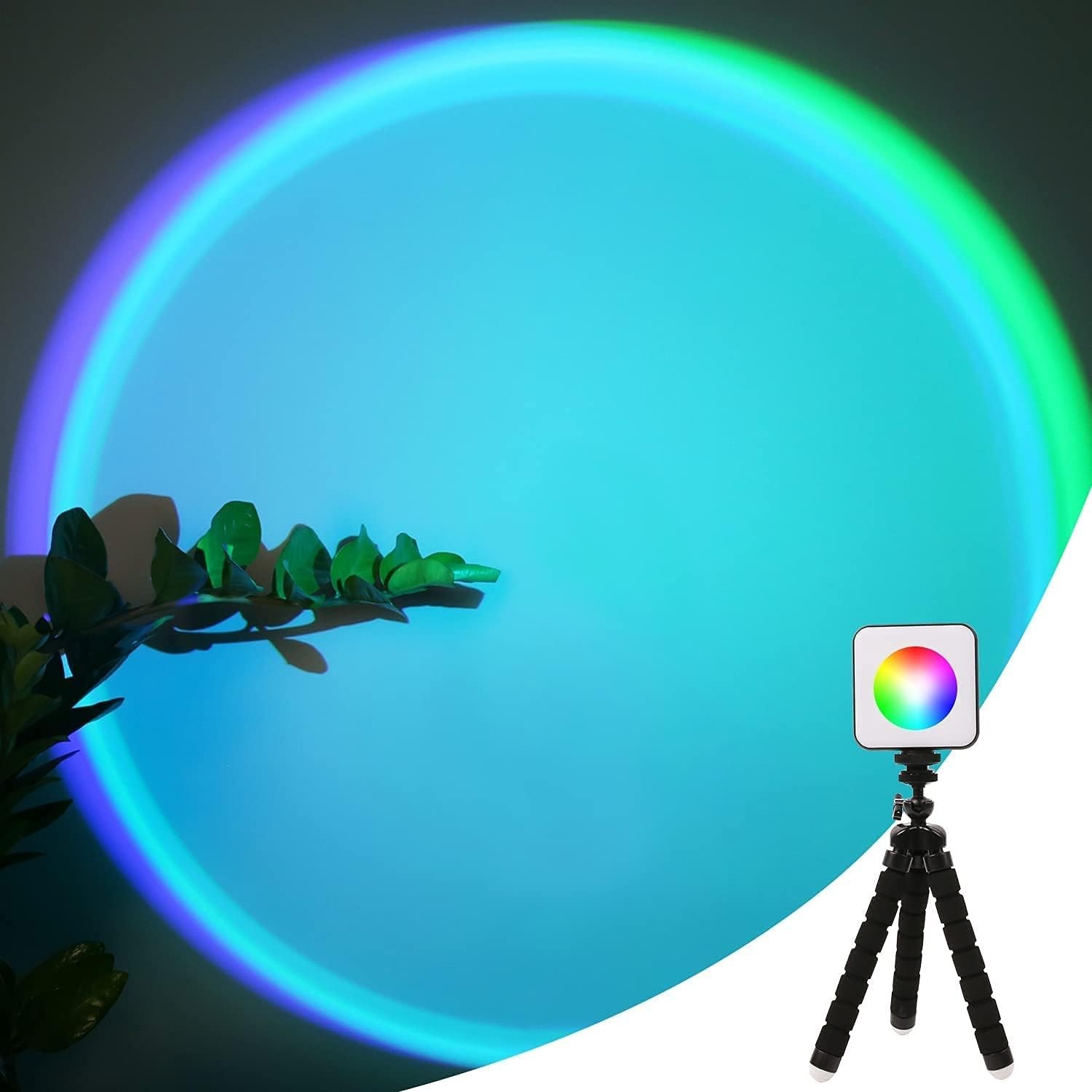 Sunset Projection Lamp, RGB Video Light, LED Camera Light 360° Blue