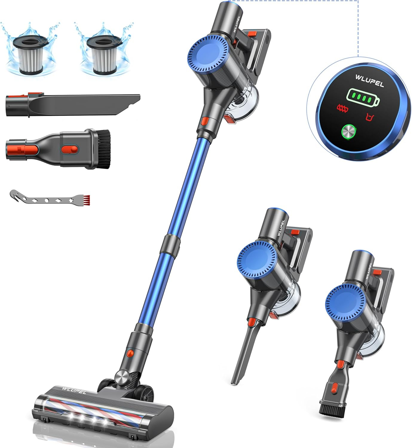 30KPA 400W Cordless Vacuum Cleaner, Powerful Stick Vacuum with 45Mins Detachable