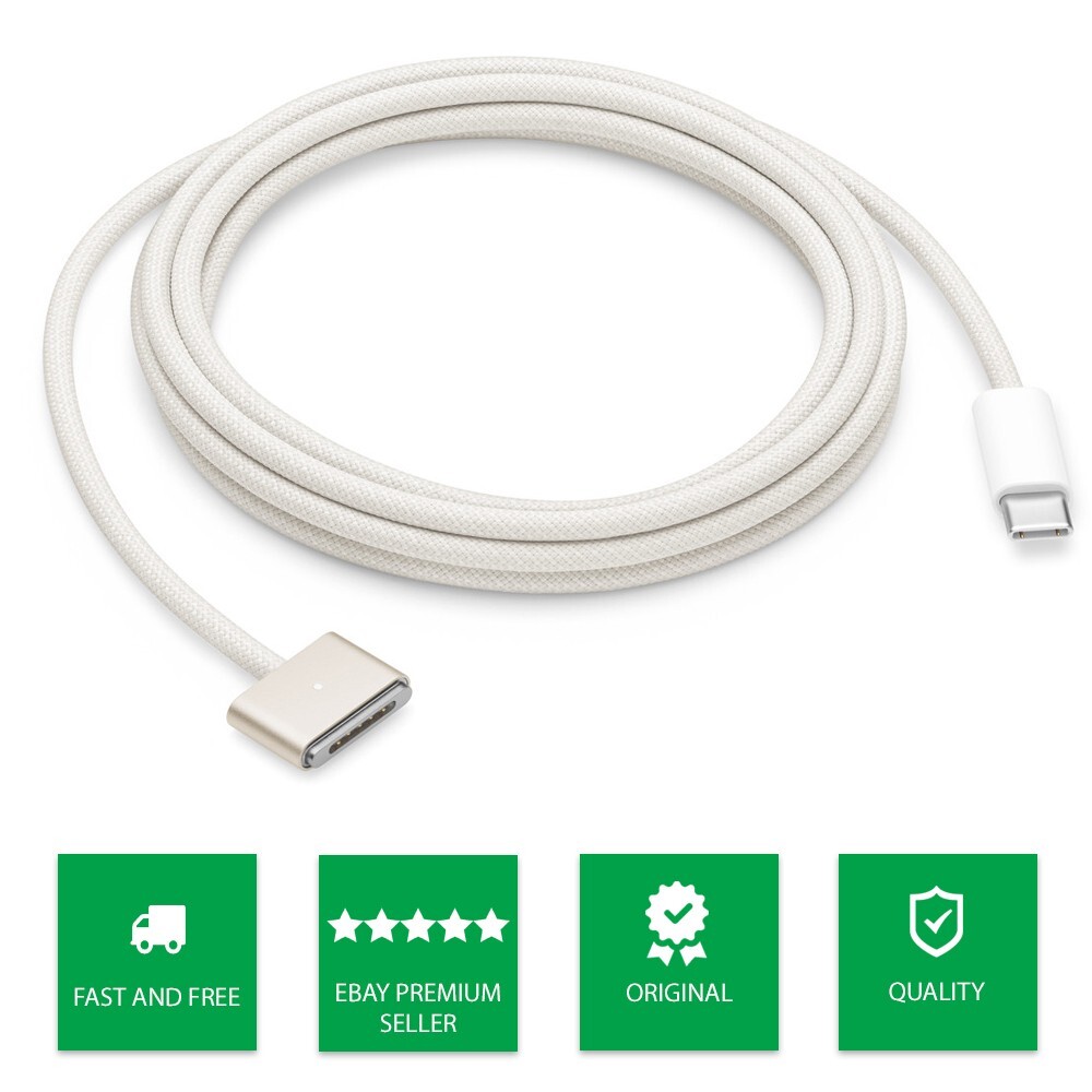 Genuine Official Starlight Apple USB-C to Magsafe 3 Cable 2 Metre MacBookPro