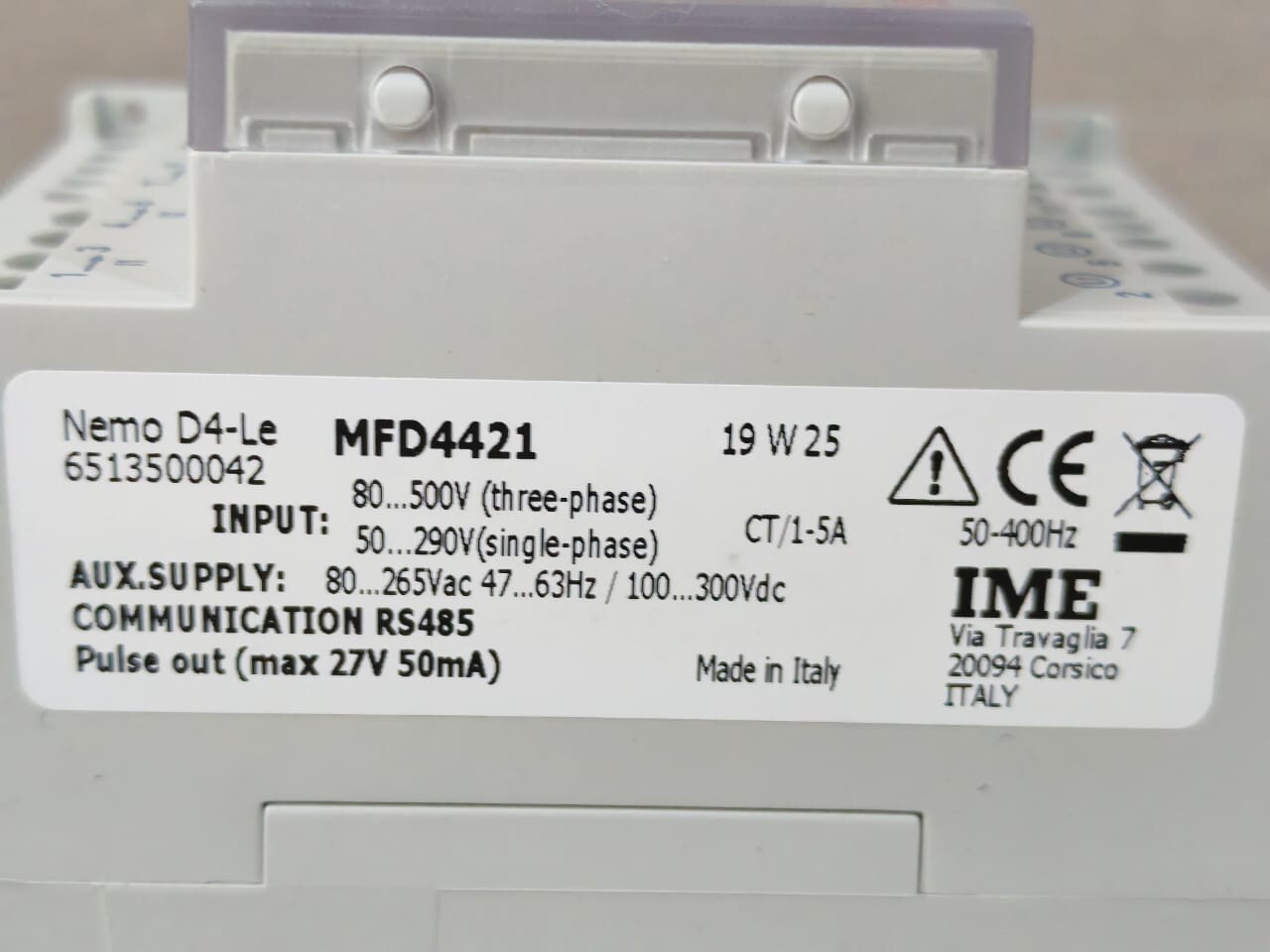 IME NEMO D4-Le MFD4421 MULTIFUNCTION W/ ENEGRY COUNT & REACTIVE