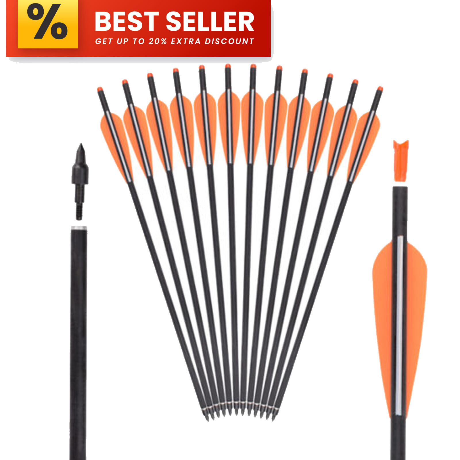 16-22inch Crossbow Bolts Carbon Arrows Archery Hunting Outdoor US Stock 6/12pcs