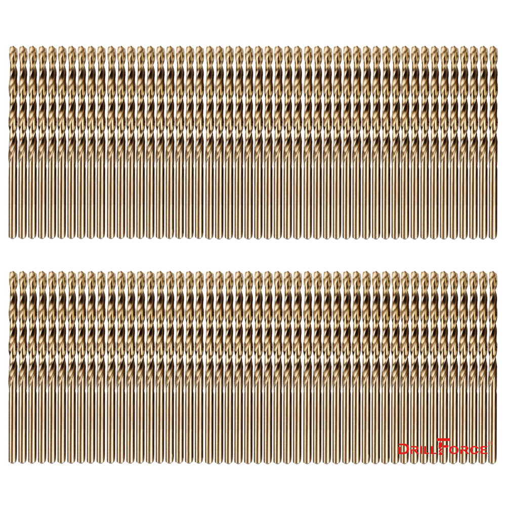 100PCS 1/8" Cobalt Drill Bit Set M35 HSS Jobber Length Twist Drill Bits Tools