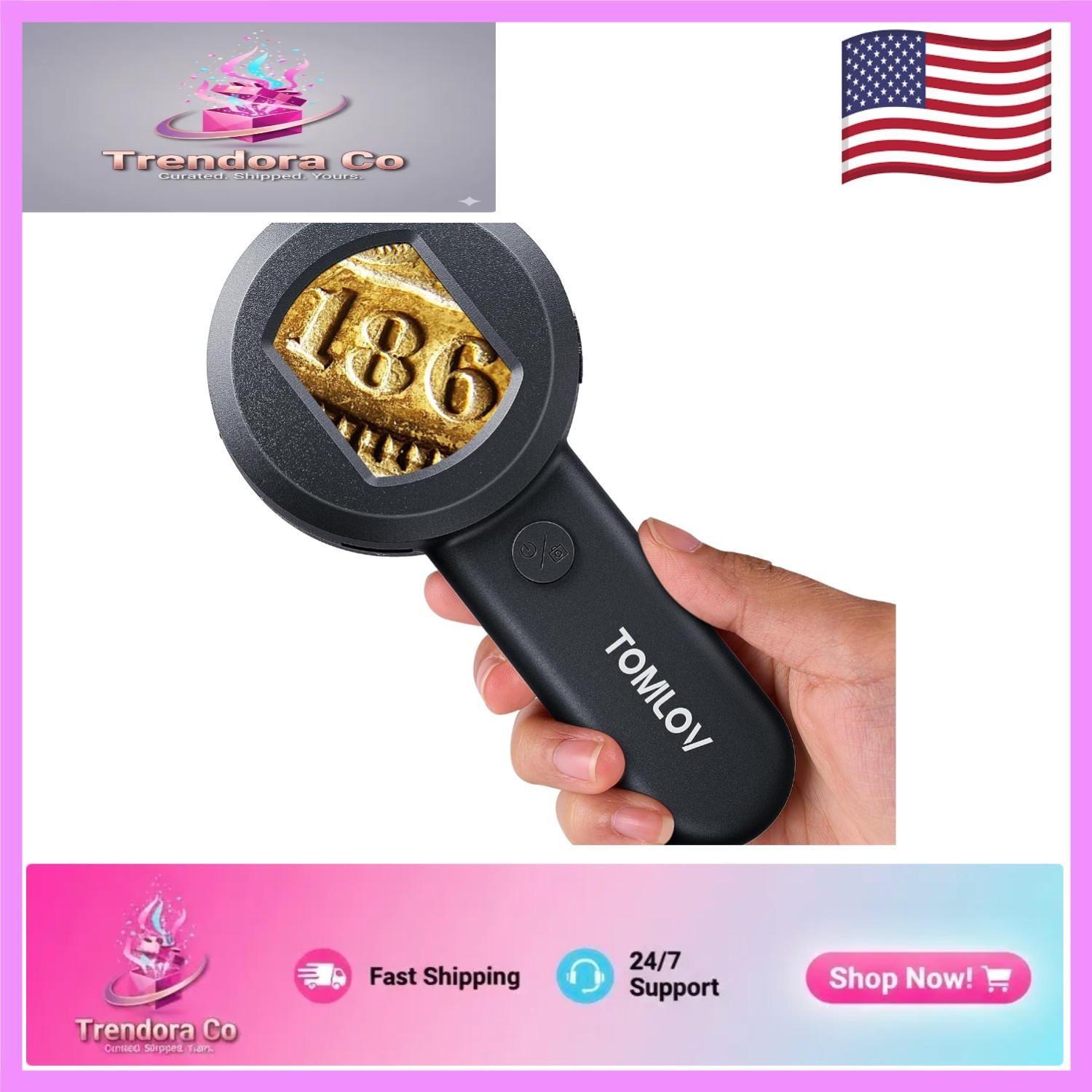 Coin Loupe with 100X Magnification & 4 Lights - Perfect for Jewelry Inspection