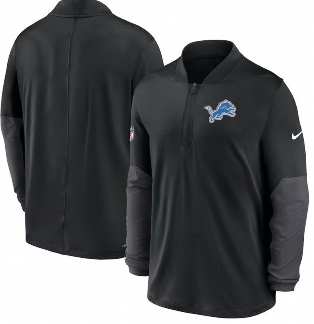 Detroit Lions Nike 2025 Sideline Dri-FIT Half-Zip Pullover - Black