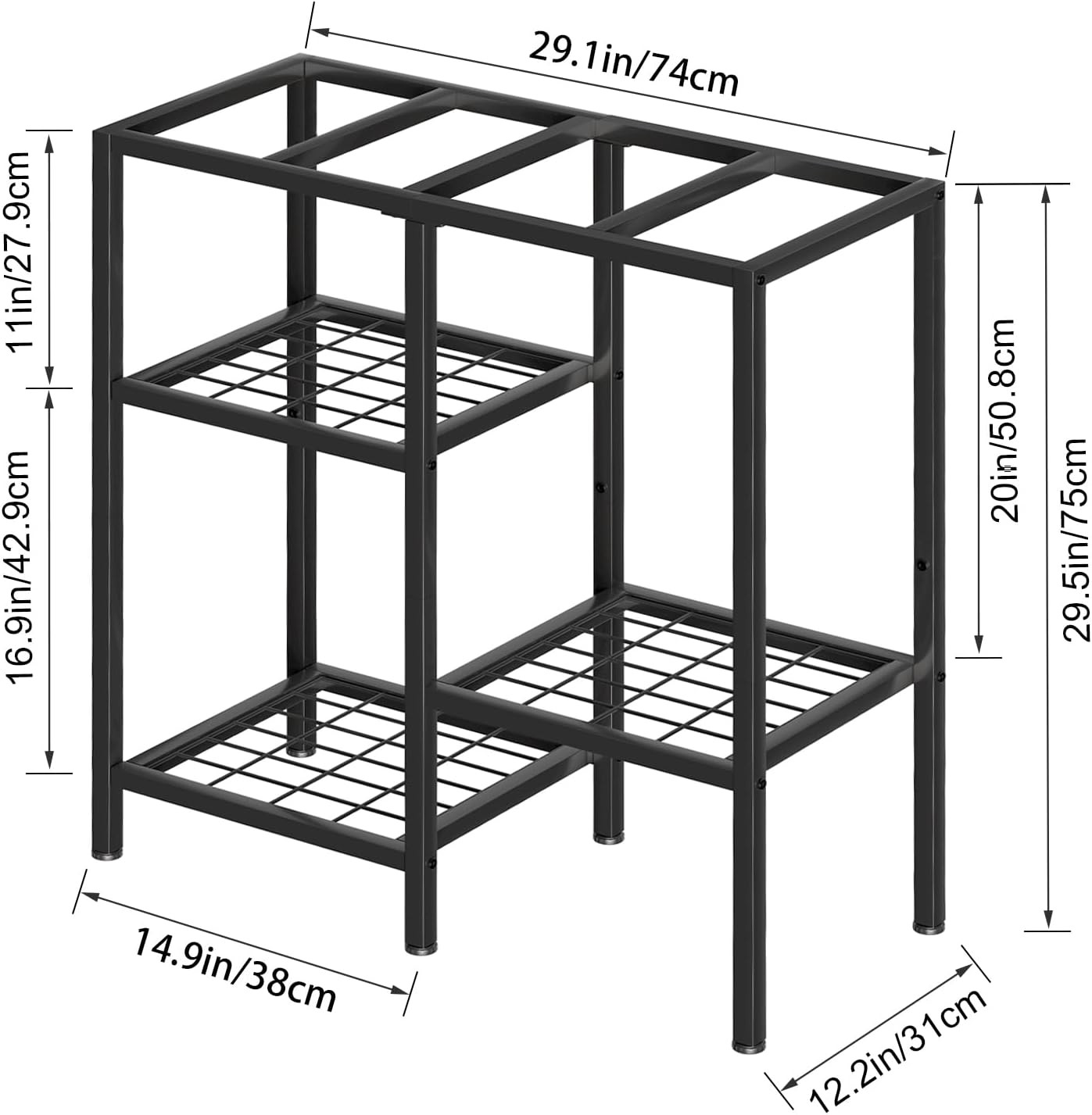 3 Tier Heavy Duty Aquarium Stand 20 Gallon Metal Fish Tank Stand Aquarium Rack