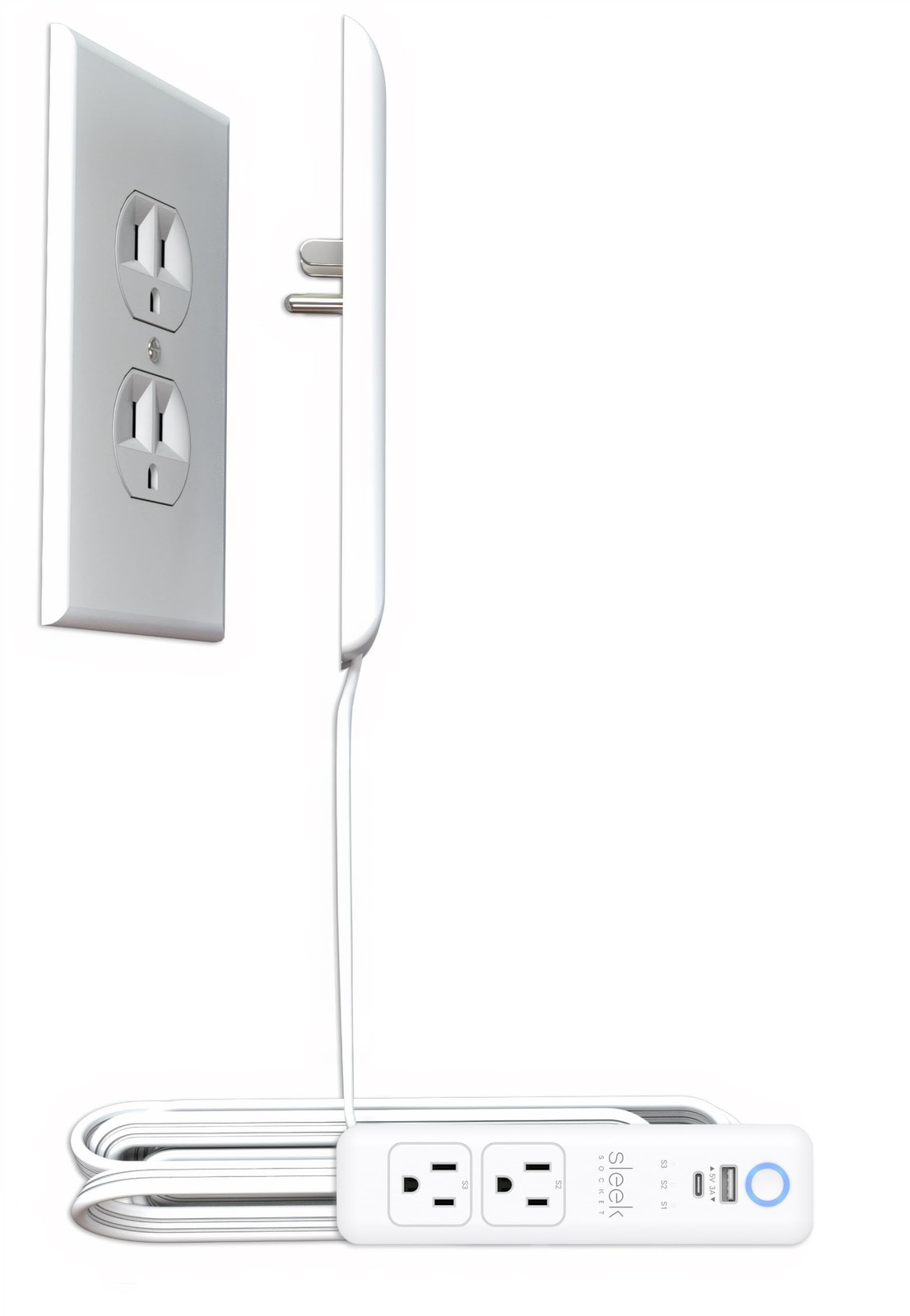 New Best Smart Sleek Socket Universal Outlet Concealer with Wi-Fi Power Strip
