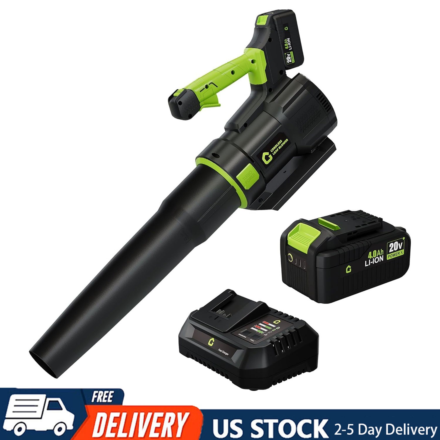 20v Cordless Leaf Blower 650 CFM/200 MPH with 4.0Ah Battery & Charger Black