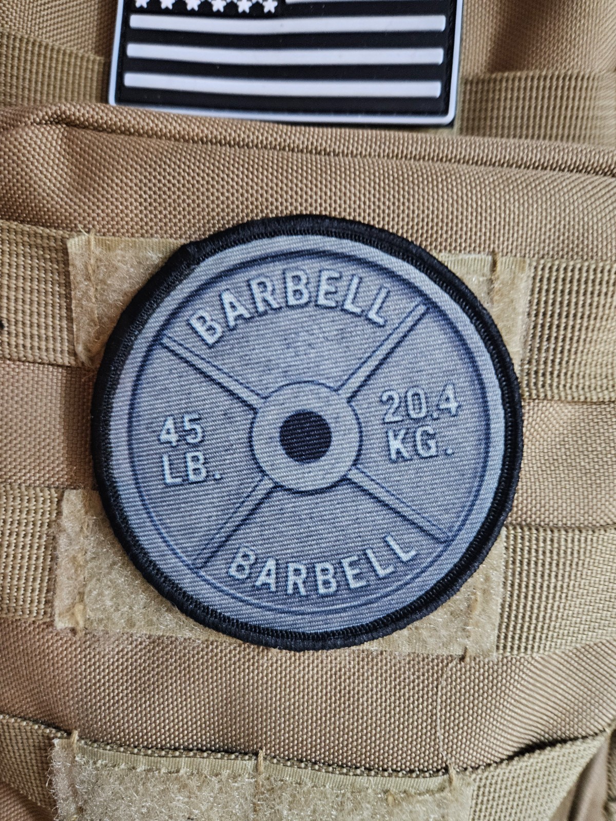 45 lbs barbell plate fitness 3" circle hook & loop tactical Funny patch