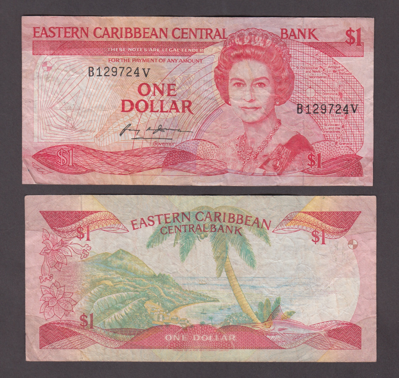 EAST EASTERN CARIBBEAN-ST VINCENT P.17V  1 DOLLAR PFX B QEII  VF 2211