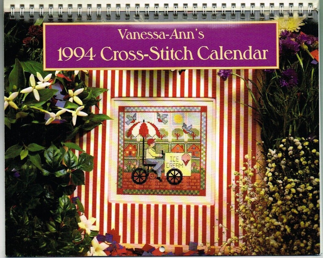 Cross Stitch Calendar Pattern Book 1994 Vintage Vanessa Ann 12 Designs GC