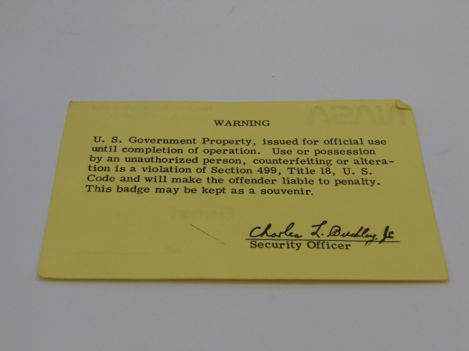 Original Nasa Space Program Obsolete Access Sirio Guest Souvenir