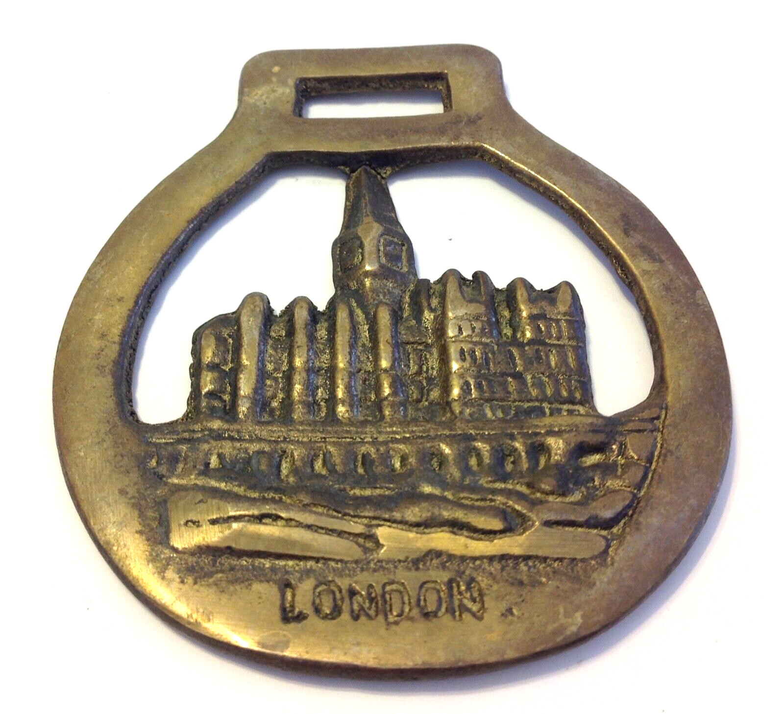 VTG Brass Horse Tack Medallion Horseshoe Canterbury Cathedral 3.5x4 Inches