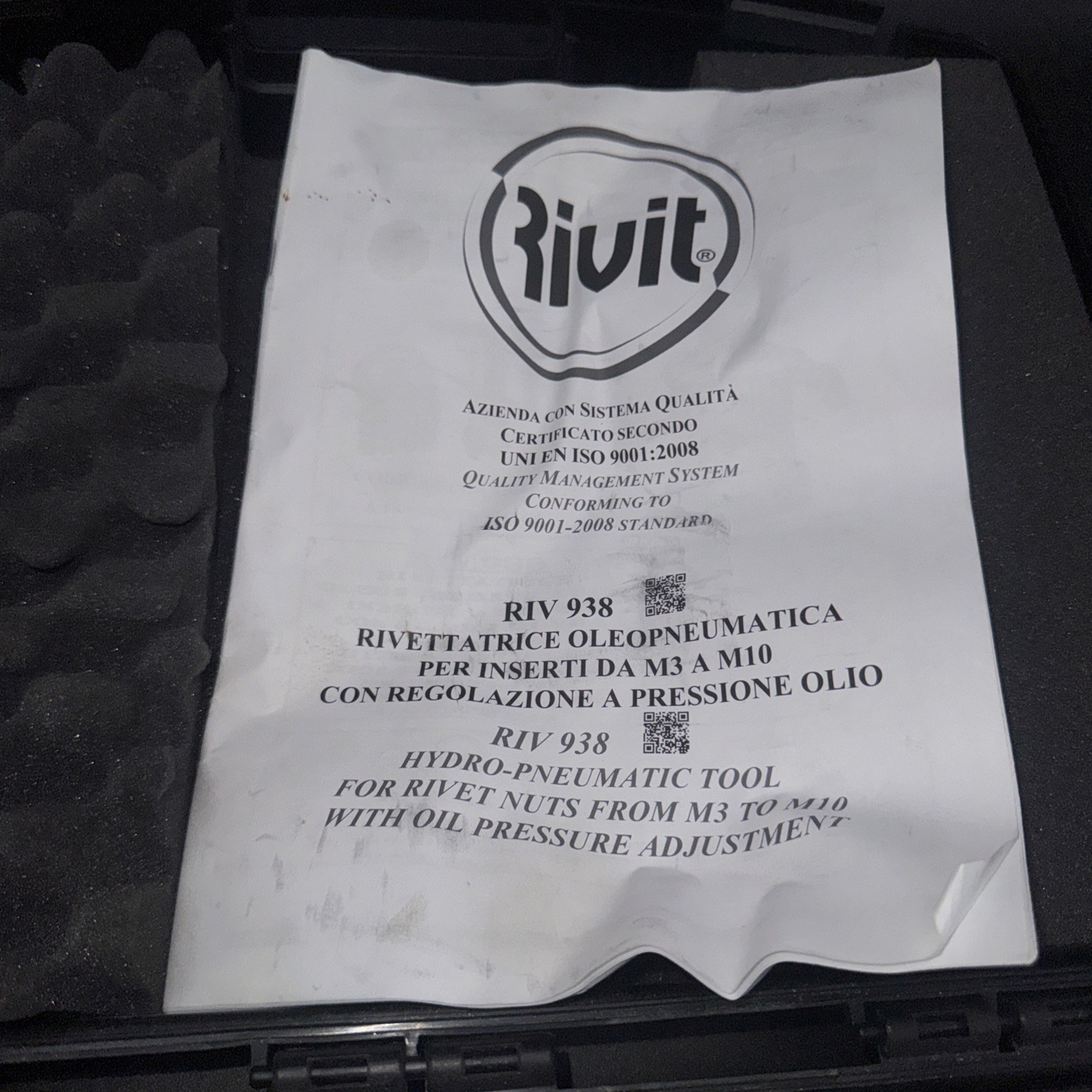 Atlas RIV938 rivet nut hydro pneumatic insert tool Great Condition!