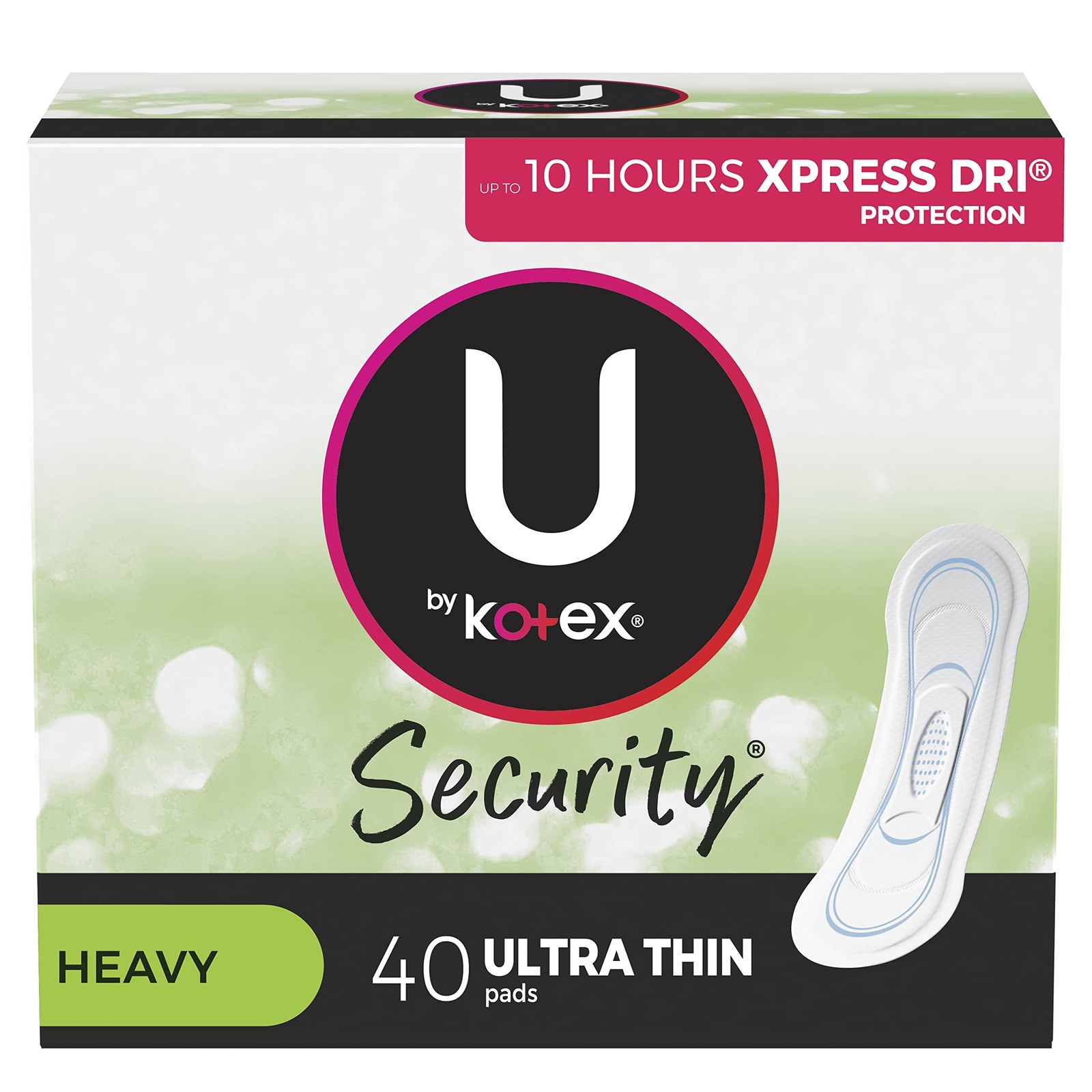 U by Kotex Security Ultra Thin Pads, Long, Unscented, 40 ct (packaging may