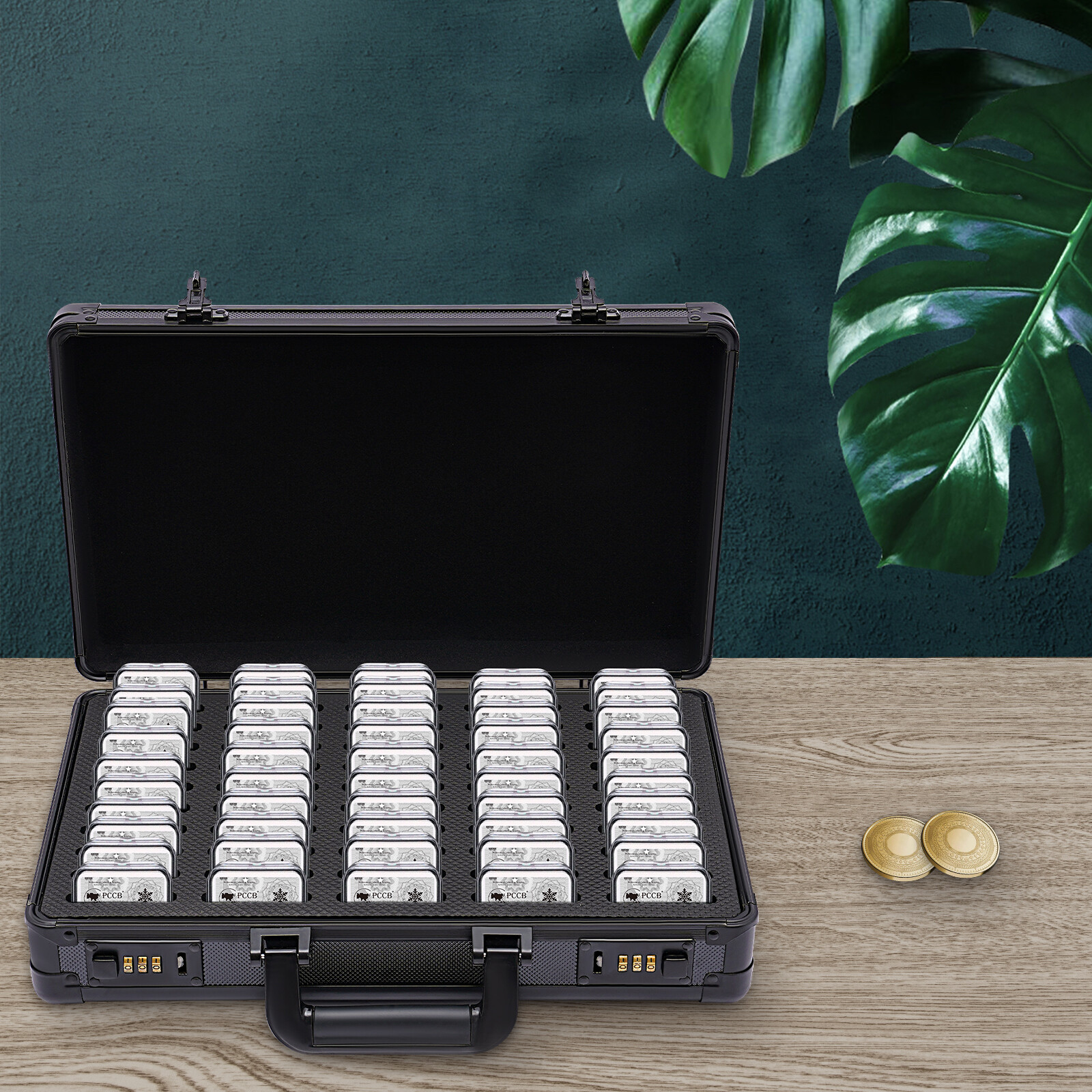 Coin Storage Holder Box Compartments 50 Slot Coin Slabs Coin Case For Collectors
