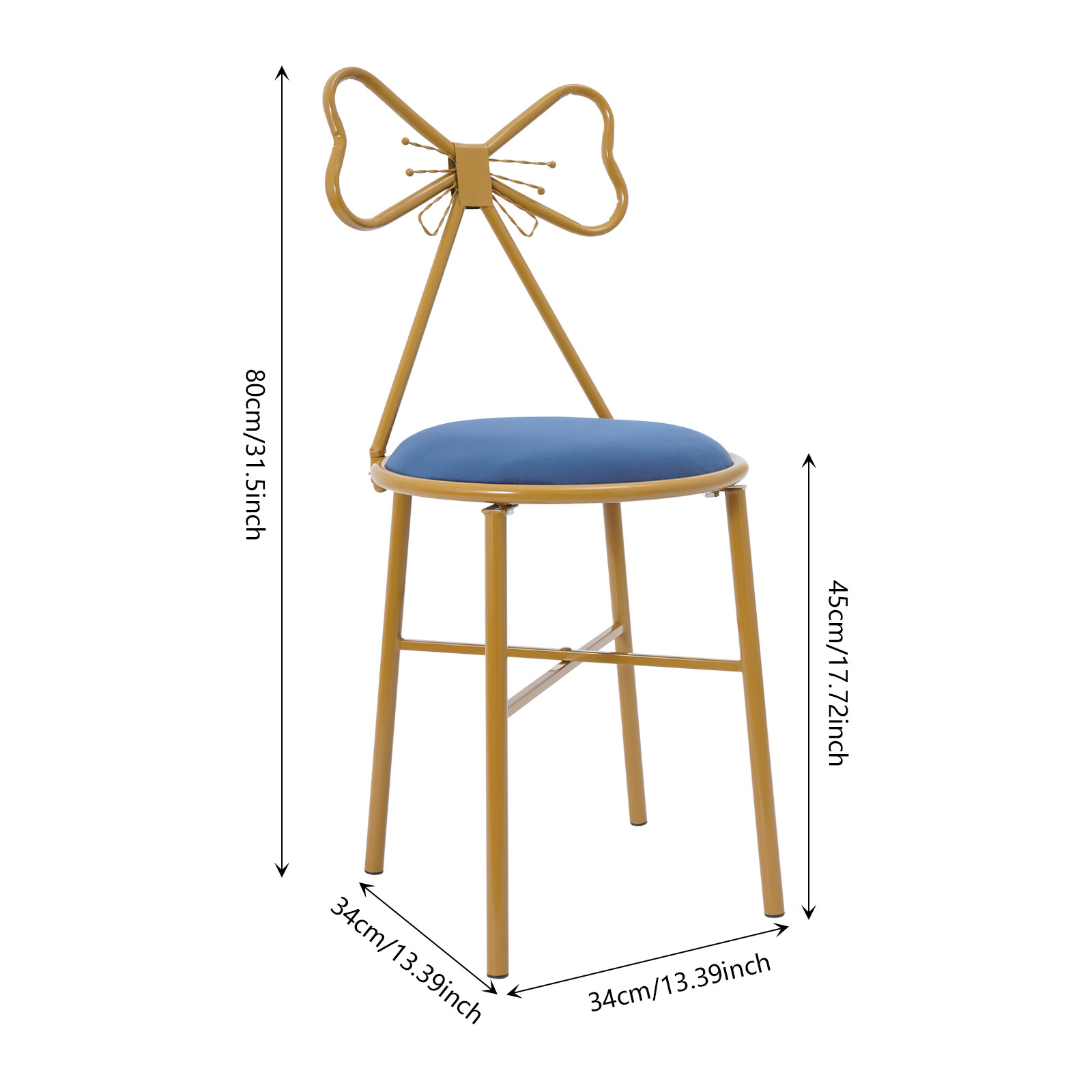 Elegant Butterfly Backrest Chair - Velvet Vanity & Dining Stool