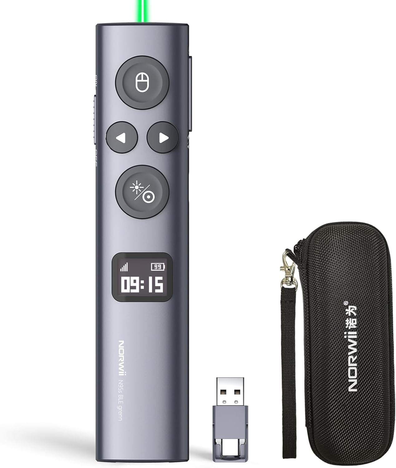 N95s BLE Presentation Clicker with Digital Pointer