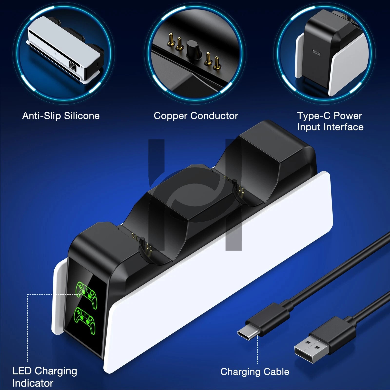 Dual Fast Charging Station For PS5 DualSense Controller Charger