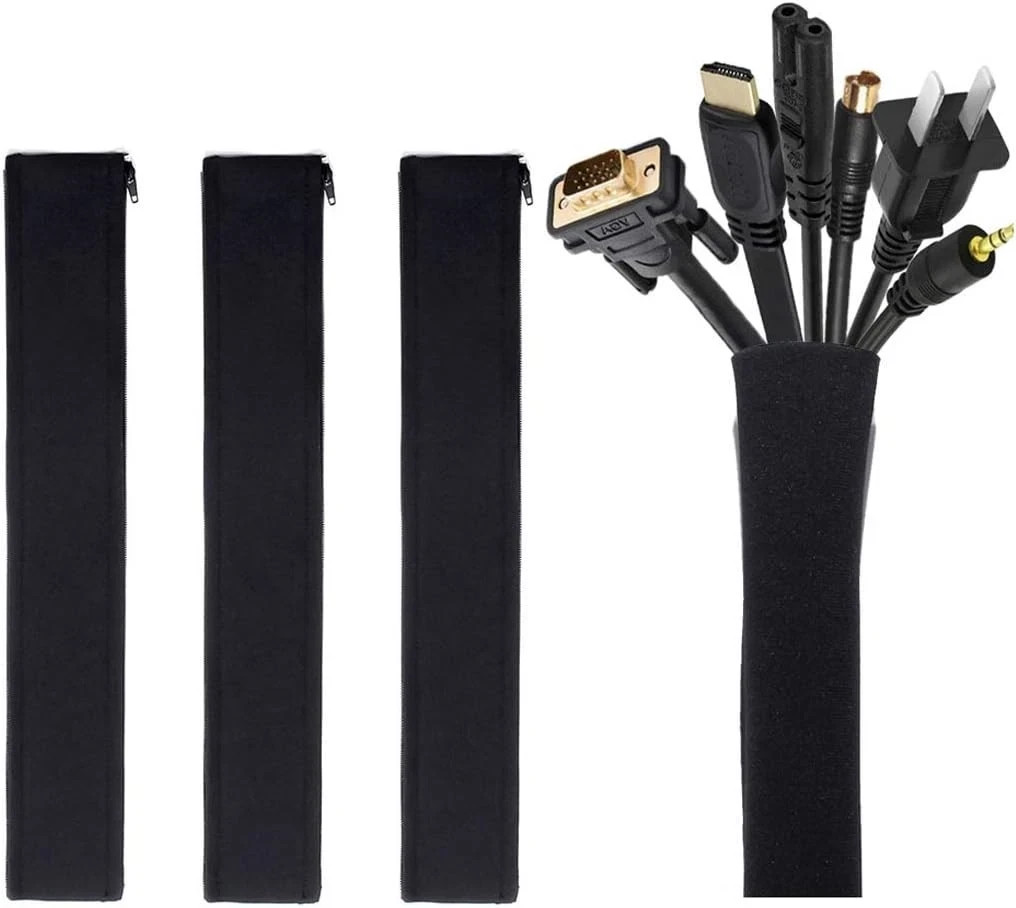 JOTO 4 Pack Cable Management Sleeve, 19-20 Inches Cord Organizer System with Zip
