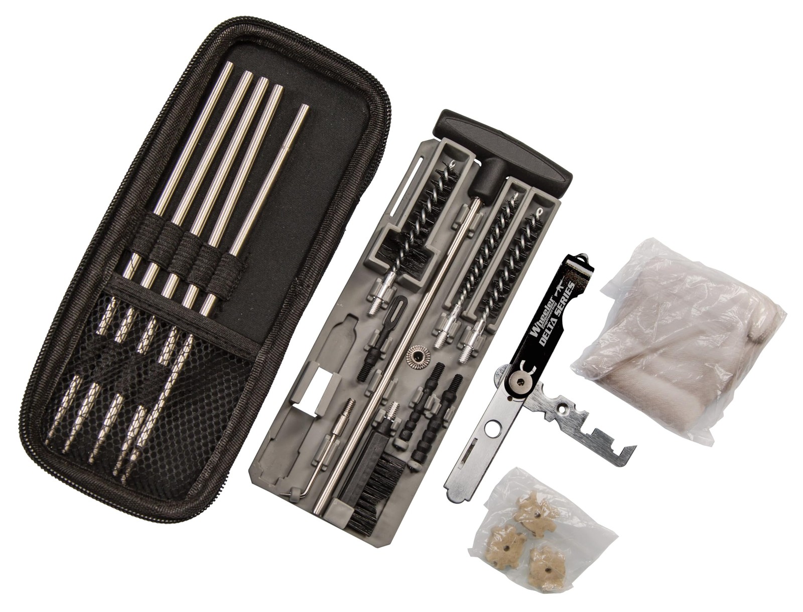 Wheeler Compact Tactical Rifle Cleaning Kit with Compact Storage Case for .22 to