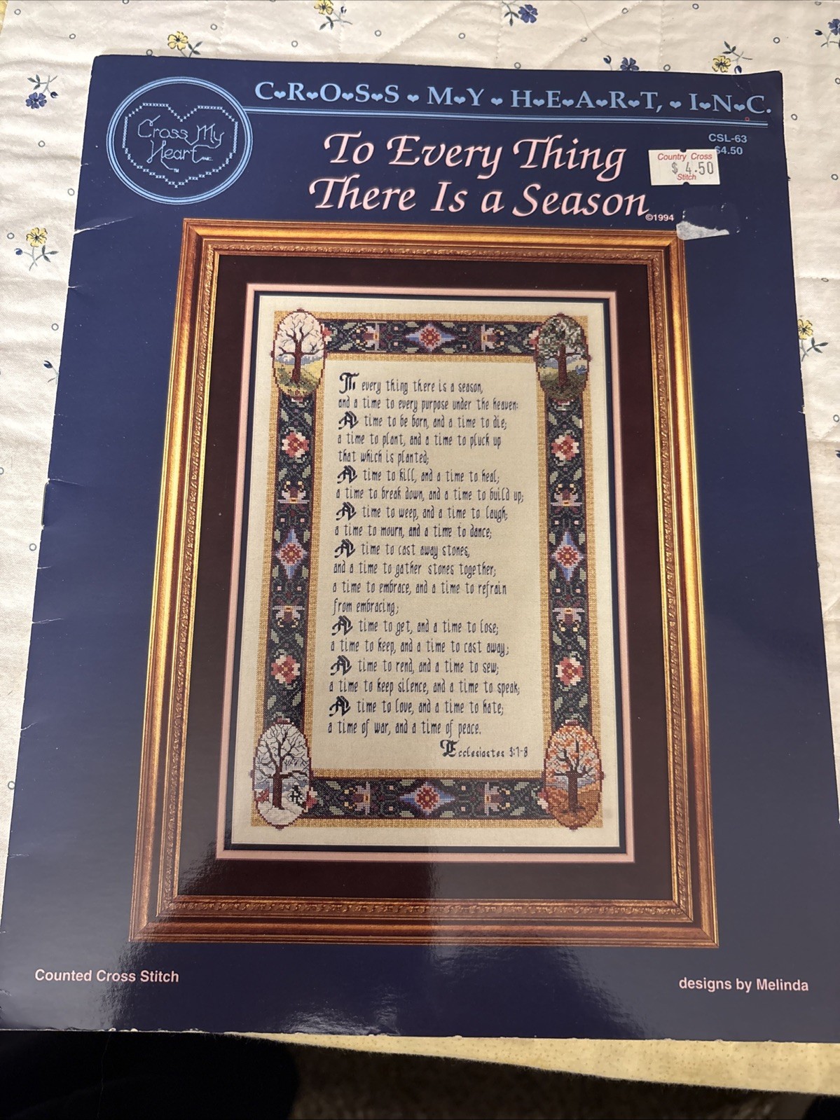 Cross My Heart To Everything There Is A Season  Counted Cross Stitch Pattern.