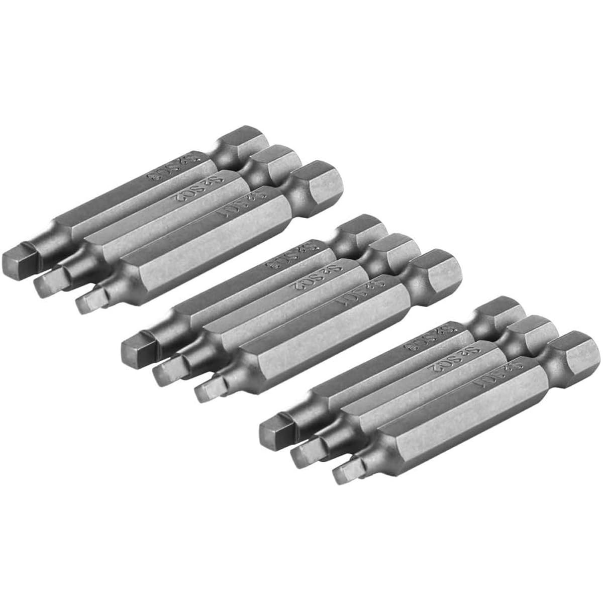 3 Set of 3pcs Square Head Screwdriver Bits 1/4-Inch Shank Magnetic Square Dri...