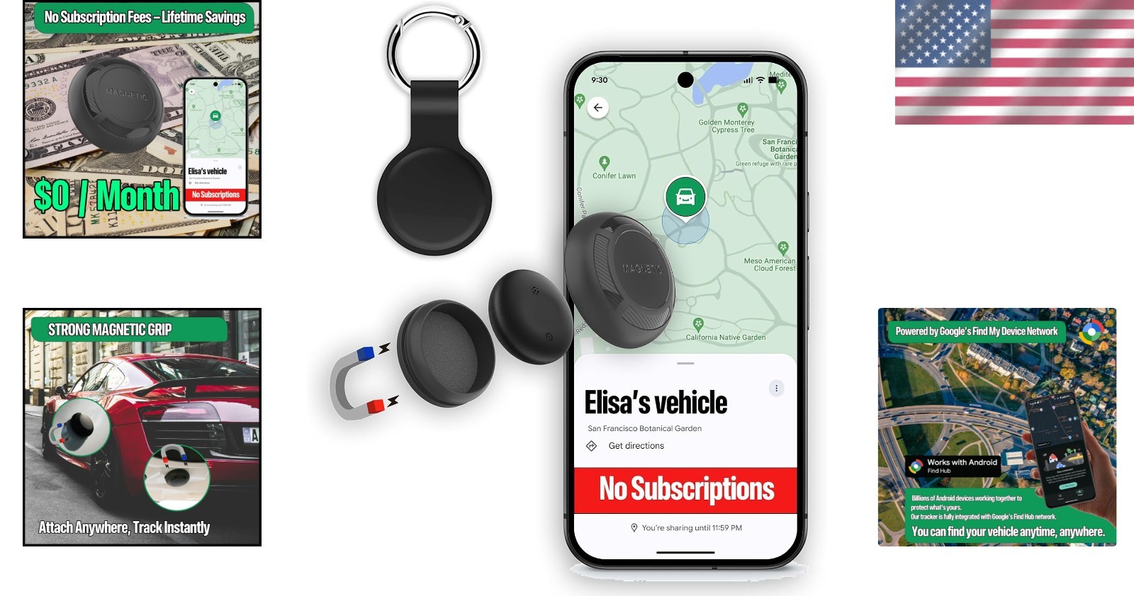 GPS Tracker for Cars & Motorcycles - Compact, Subscription-Free Tracking Device