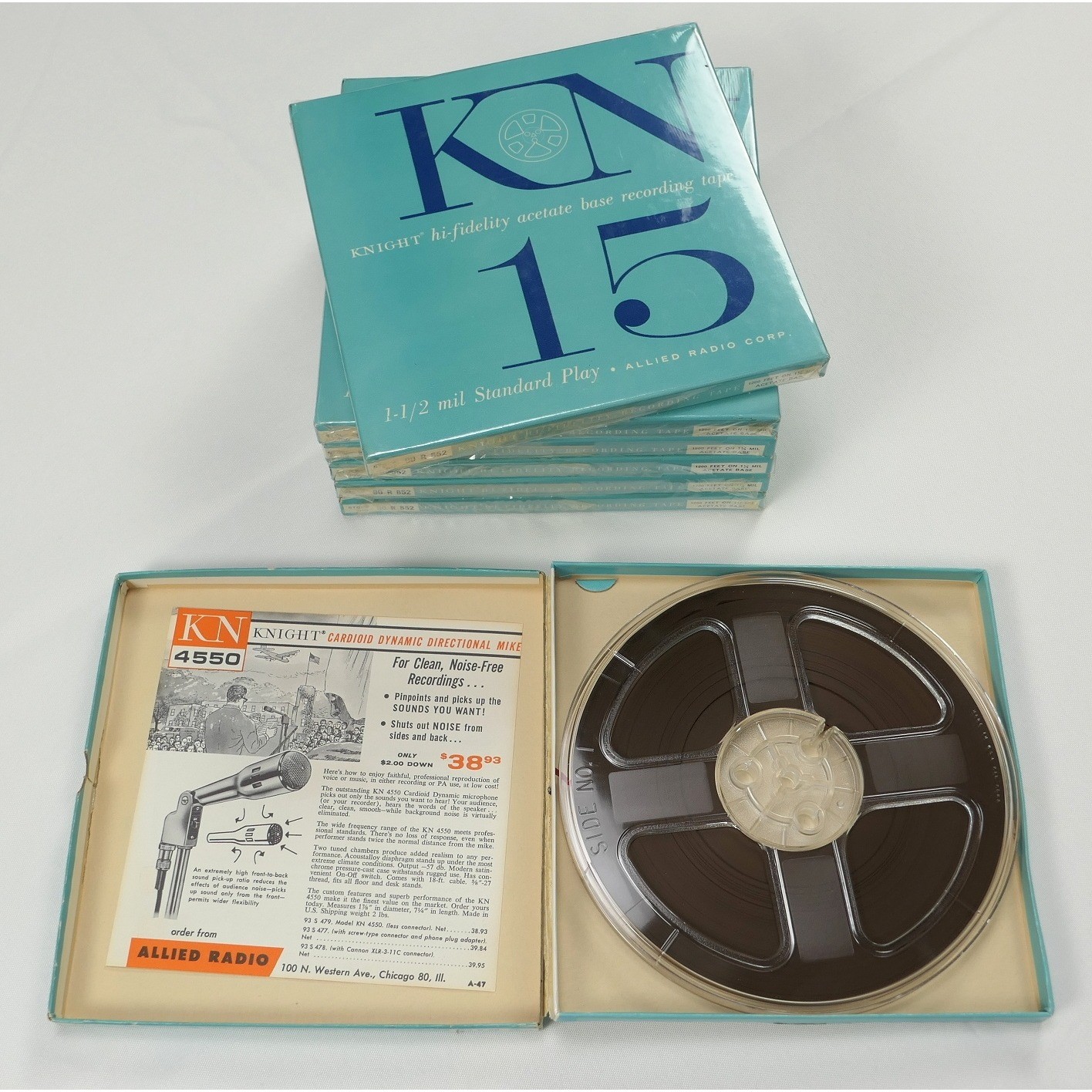 NOS Knight KN15 Reel to Reel Recording Tape LOT of 7 ~ 1200ft 7in 1960s RARE