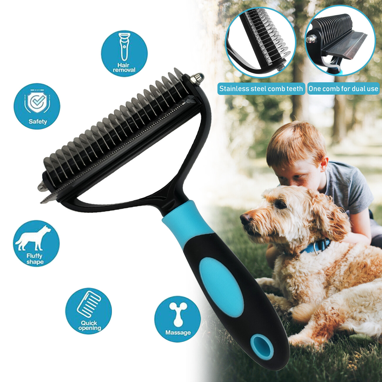Pet Cat Dog Hair Fur Shedding Trimmer Grooming Dematting Rake Comb Brush Tool