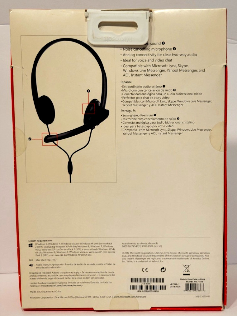 Microsoft LIFECHAT LX-1000 Black Headband Headset NEW 2012 skype