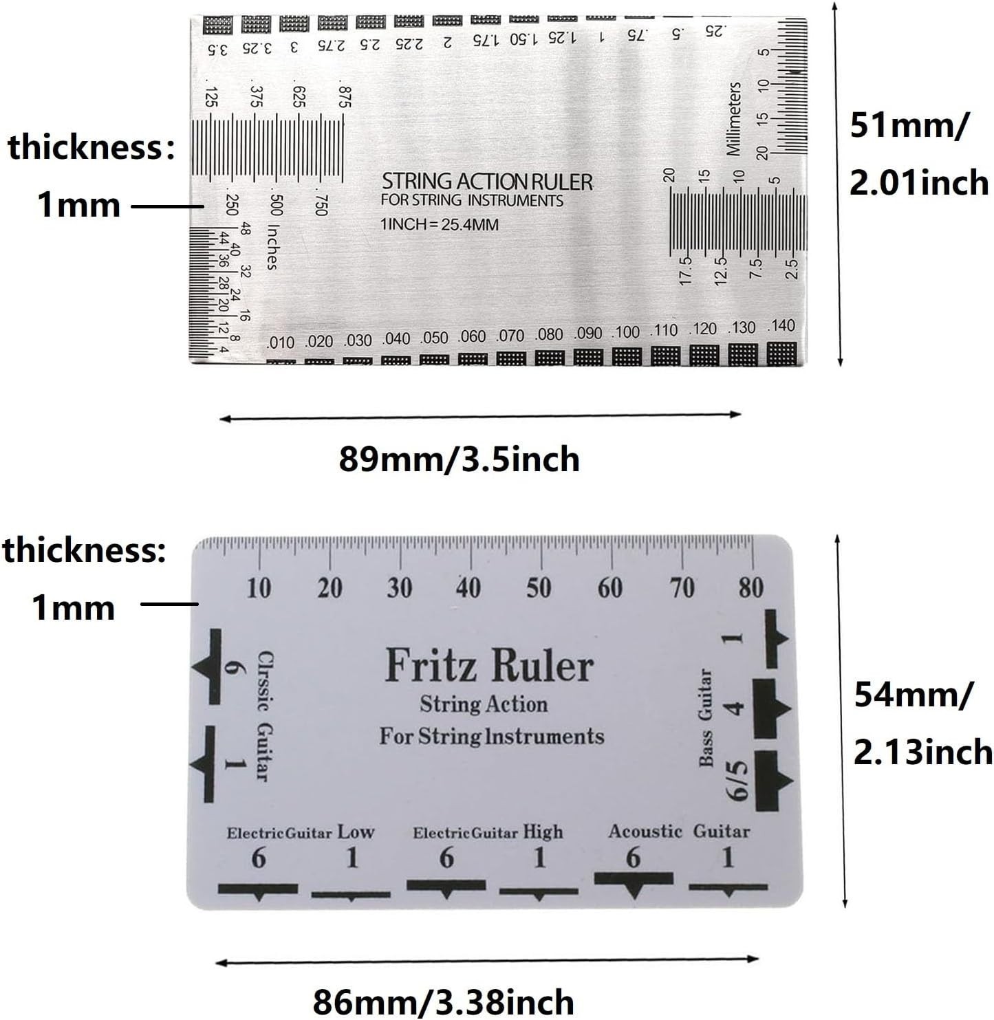 Luthier Repair Tool Set: String Action Gauge and Pitch Ruler for Instruments