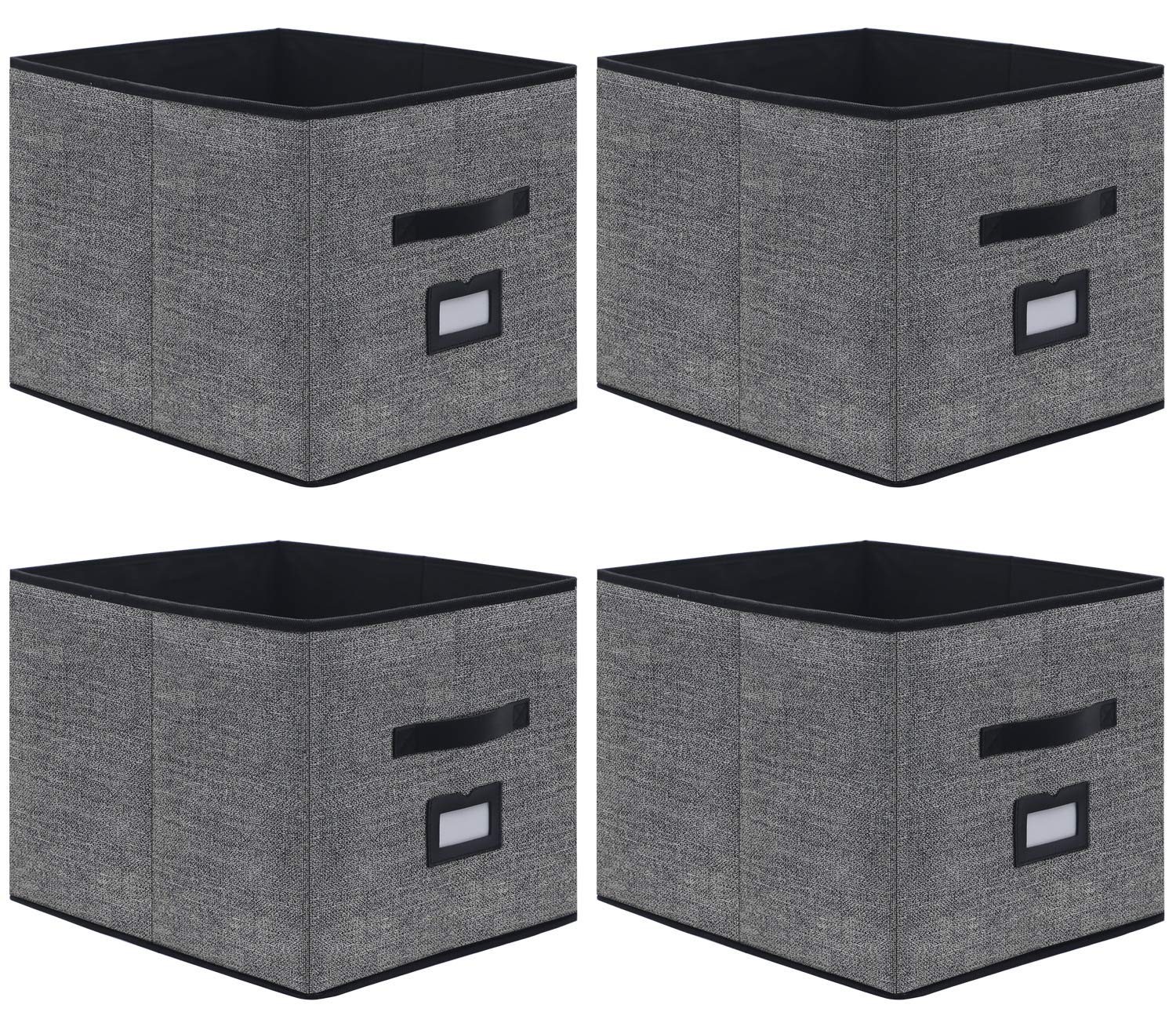 Onlyeasy Large Foldable Cloth Storage Cubes 4 Pack with Label Holders - Fabric