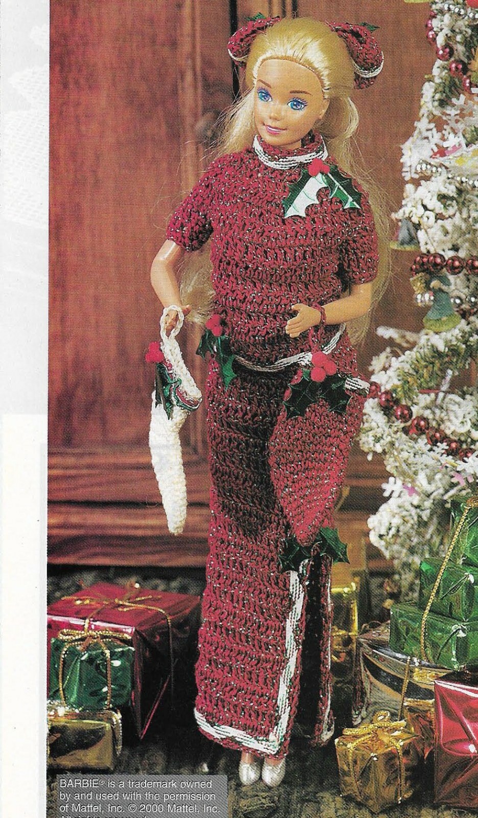 RED HOLIDAY FASHION DOLL GOWN DRESS CROCHET PATTERN INSTRUCTIONS