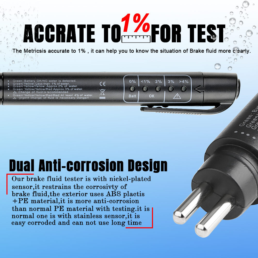 Brake Fluid Liquid Oil Moisture Tester Pen Car Testing Tool For DOT3 DOT4